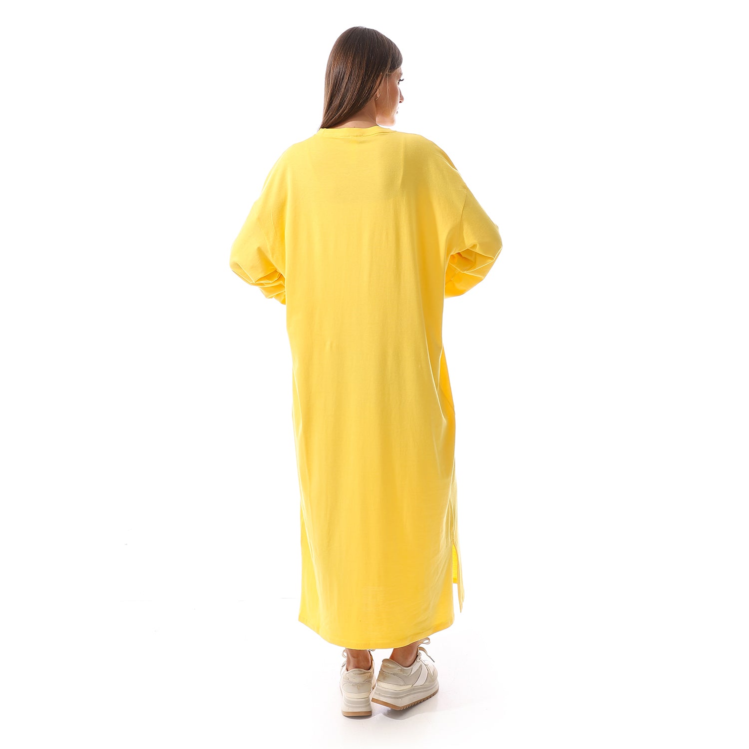 Yellow Oversized Long sleeve shirt dress