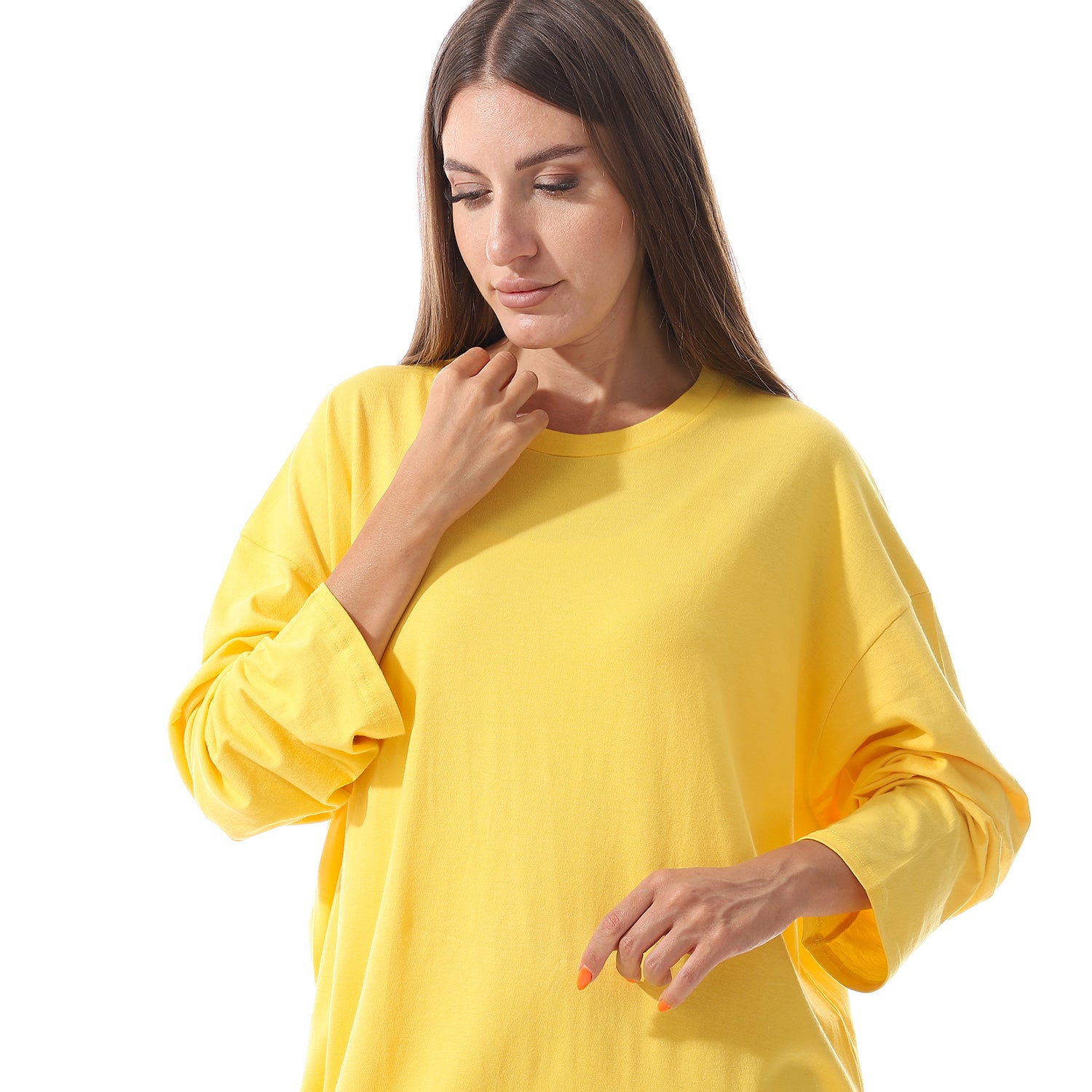 Yellow Oversized Long sleeve shirt dress