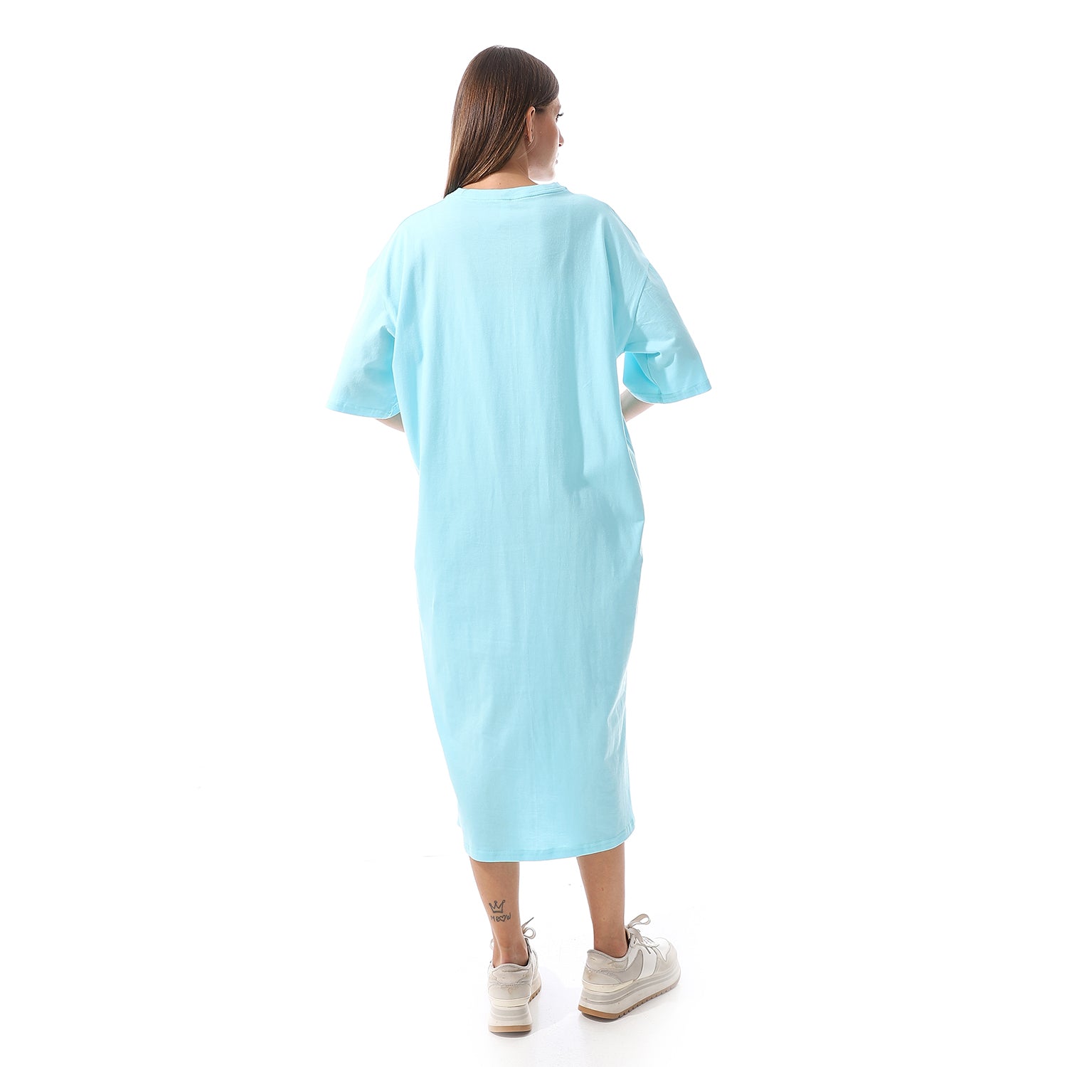 Cyan Oversized short sleeves shirt dress