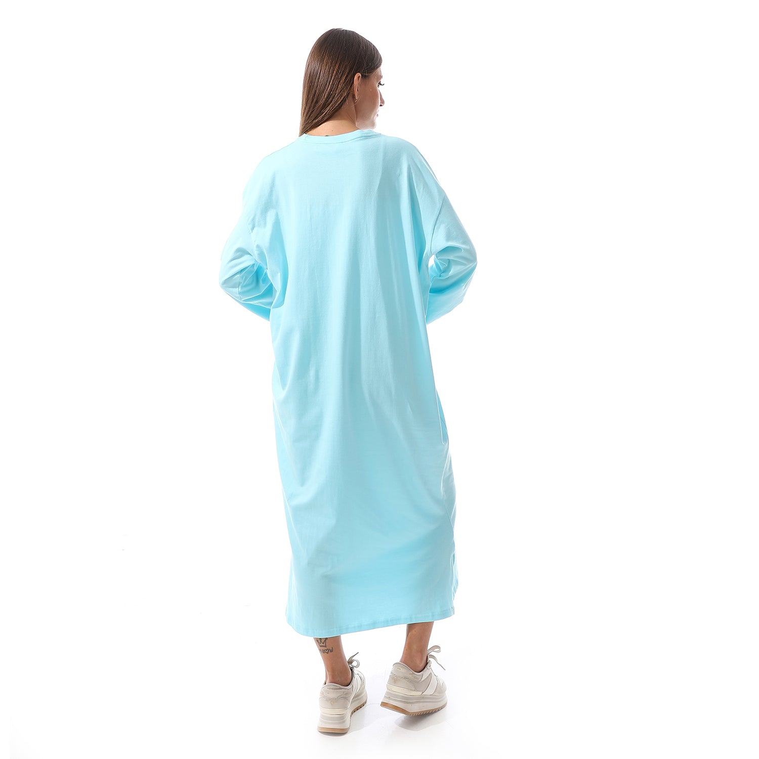 cyan Oversized Long sleeve shirt dress