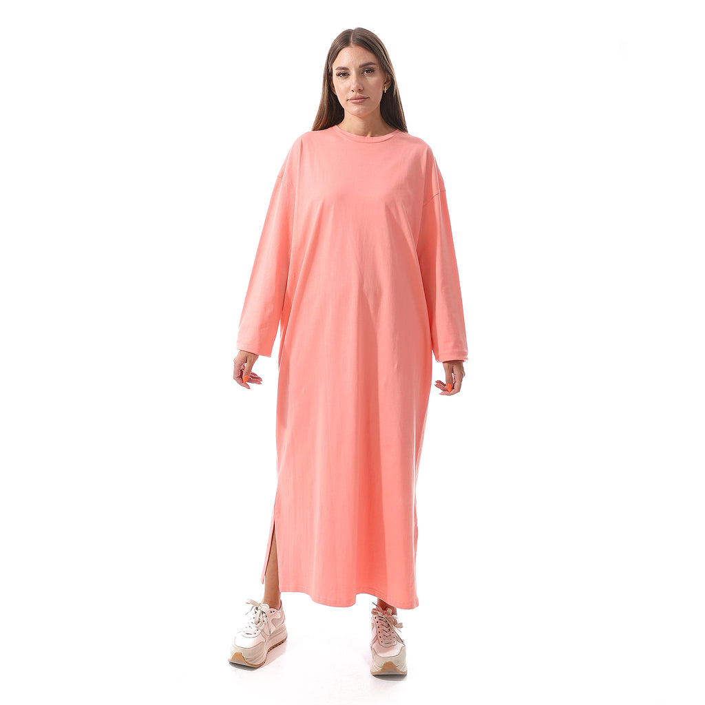 Orange Oversized Long sleeve shirt dress