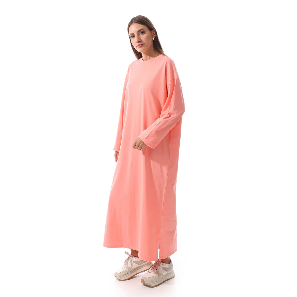 Orange Oversized Long sleeve shirt dress