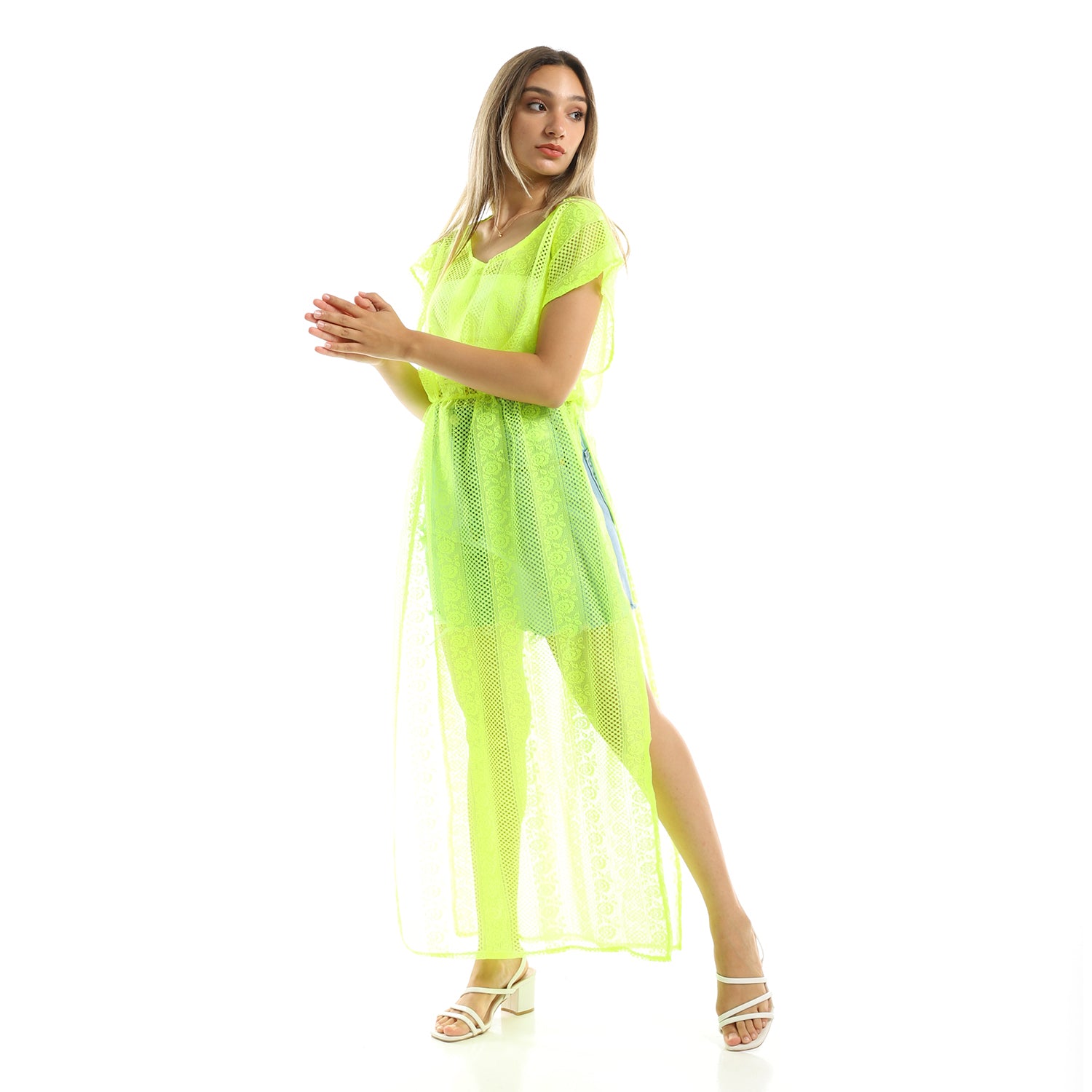Neon Yellow Beach Lace dress