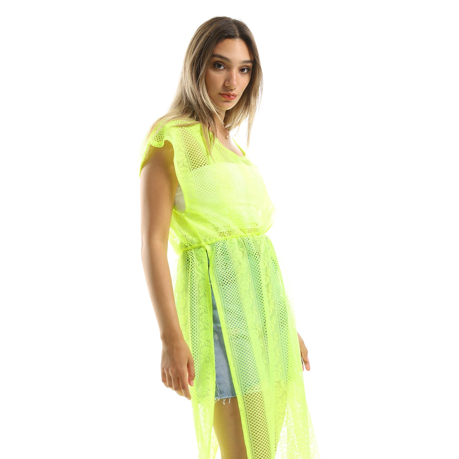Neon Yellow Beach Lace dress