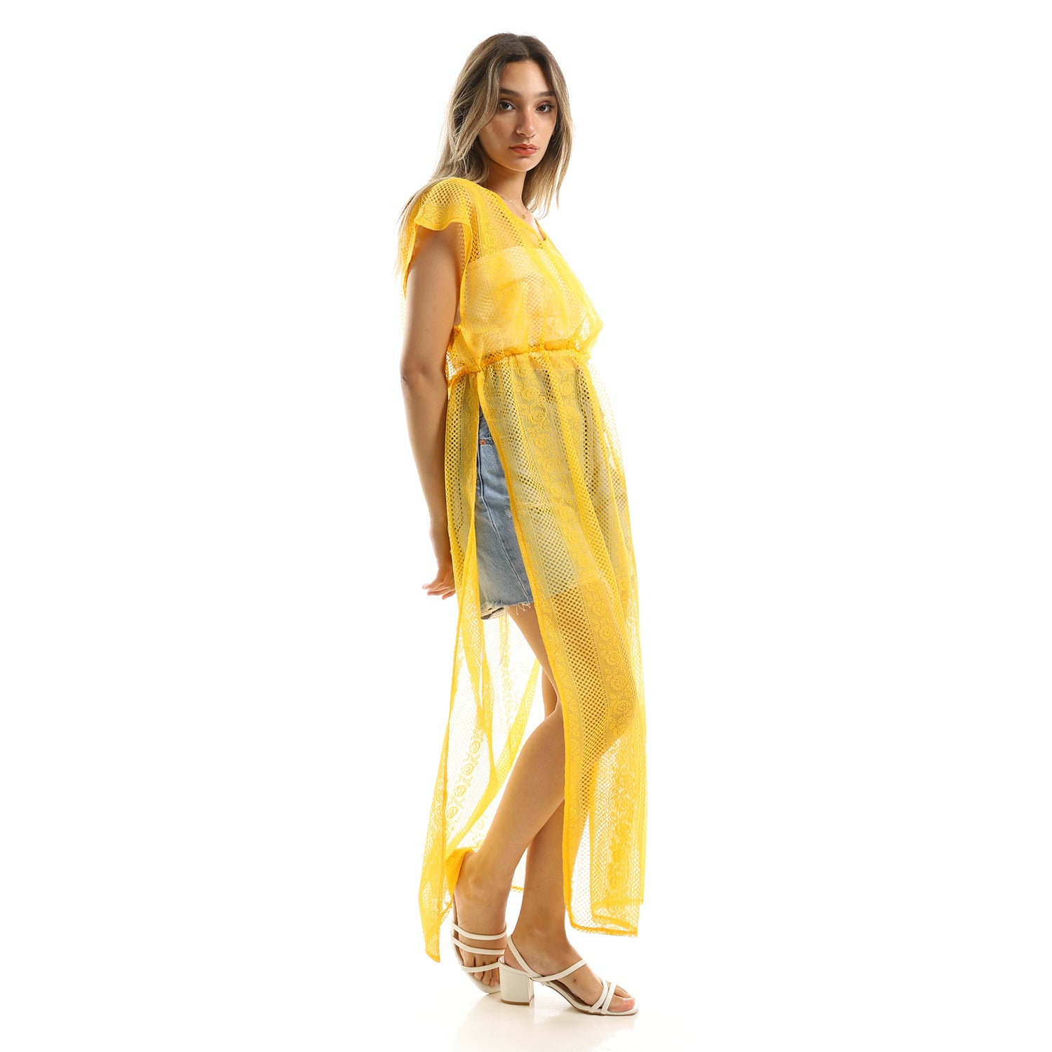 Mango Yellow Beach Lace dress