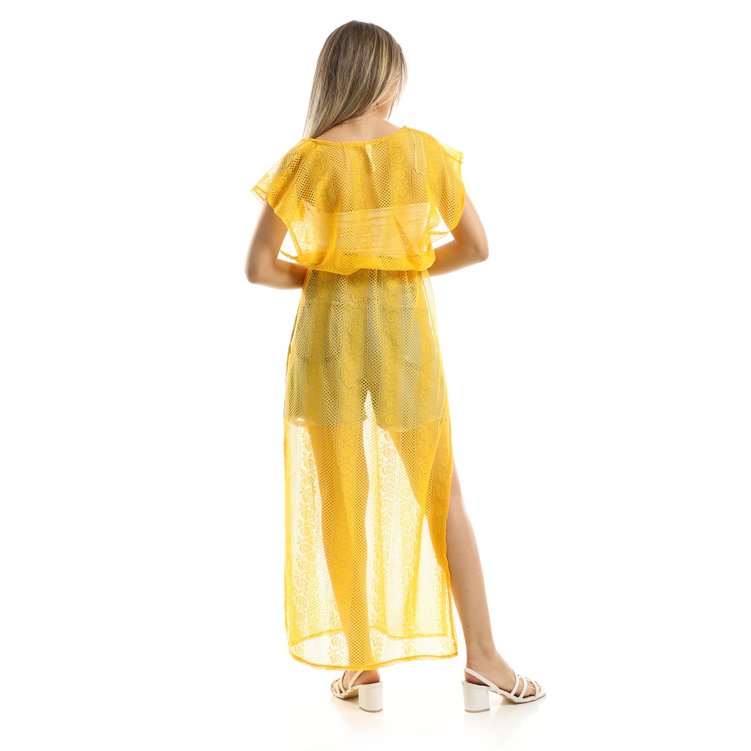 Mango Yellow Beach Lace dress