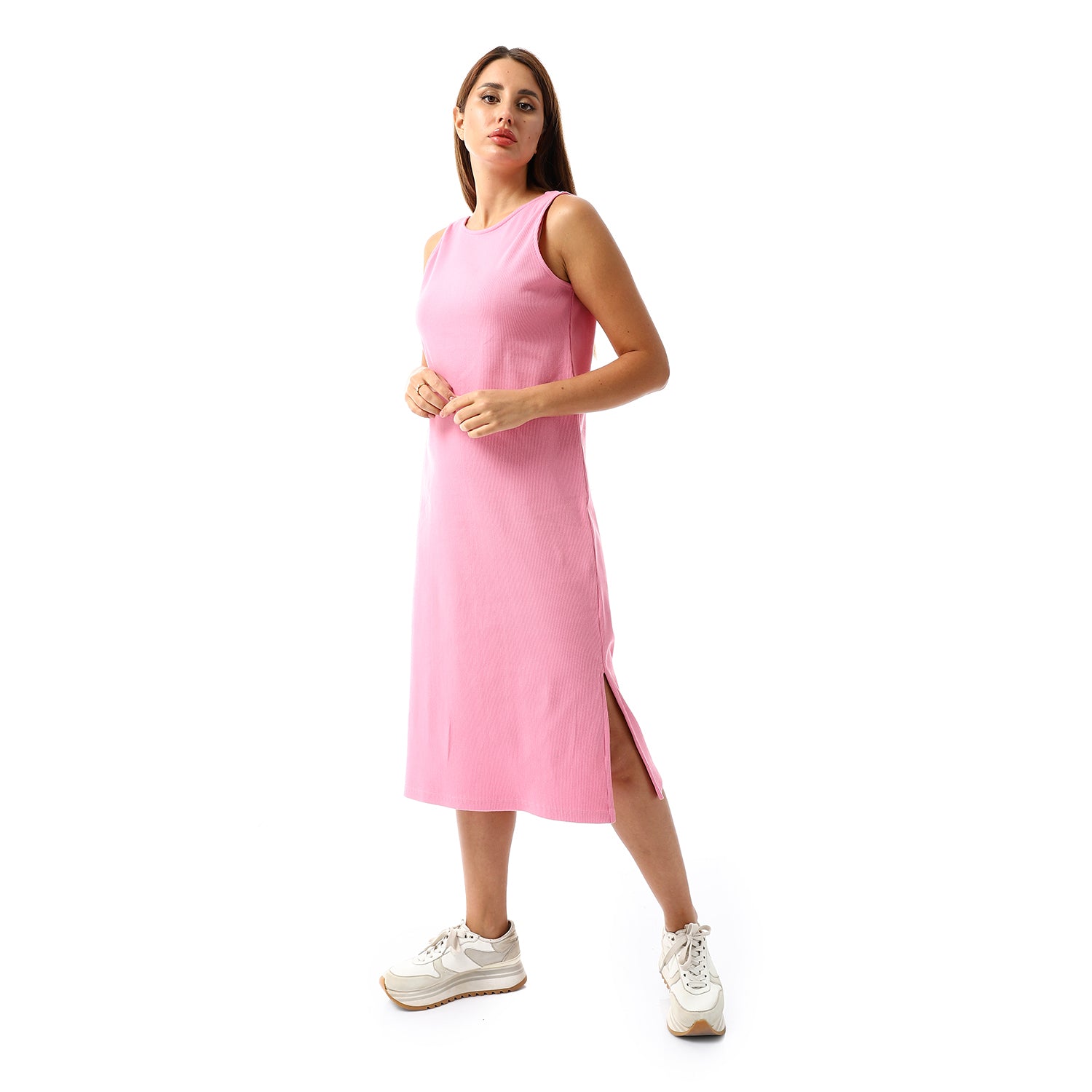 Pink sleeveless Rib Dress