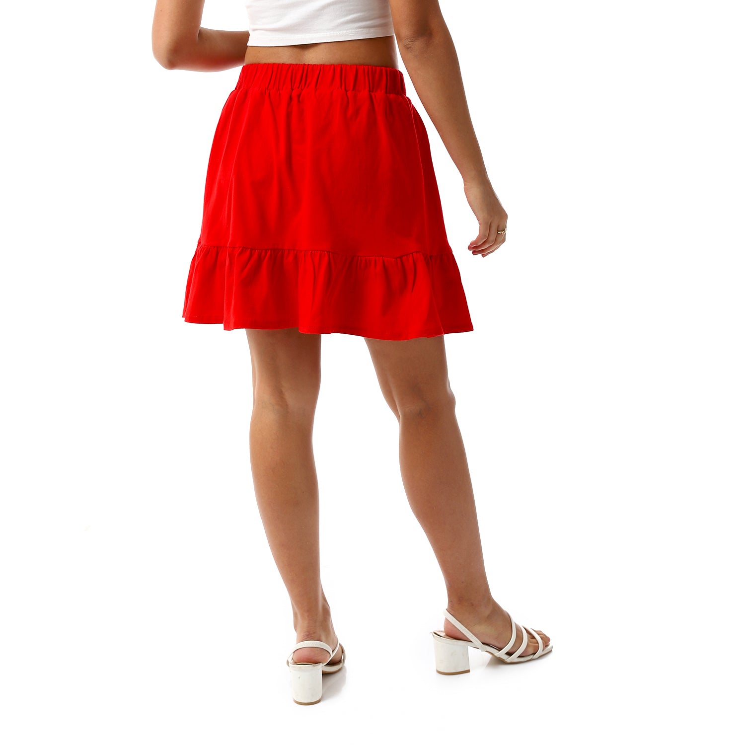 Red Ruffled mini skirt