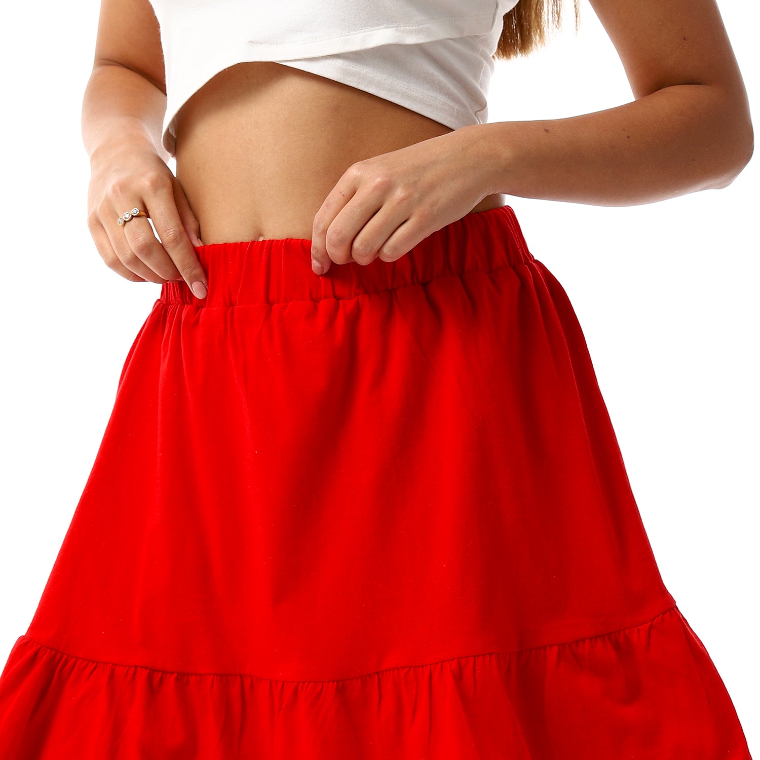 Red Ruffled mini skirt