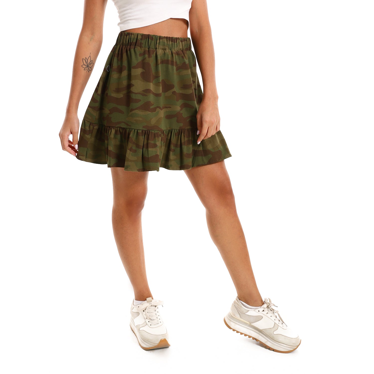 Camouflage Ruffled mini skirt