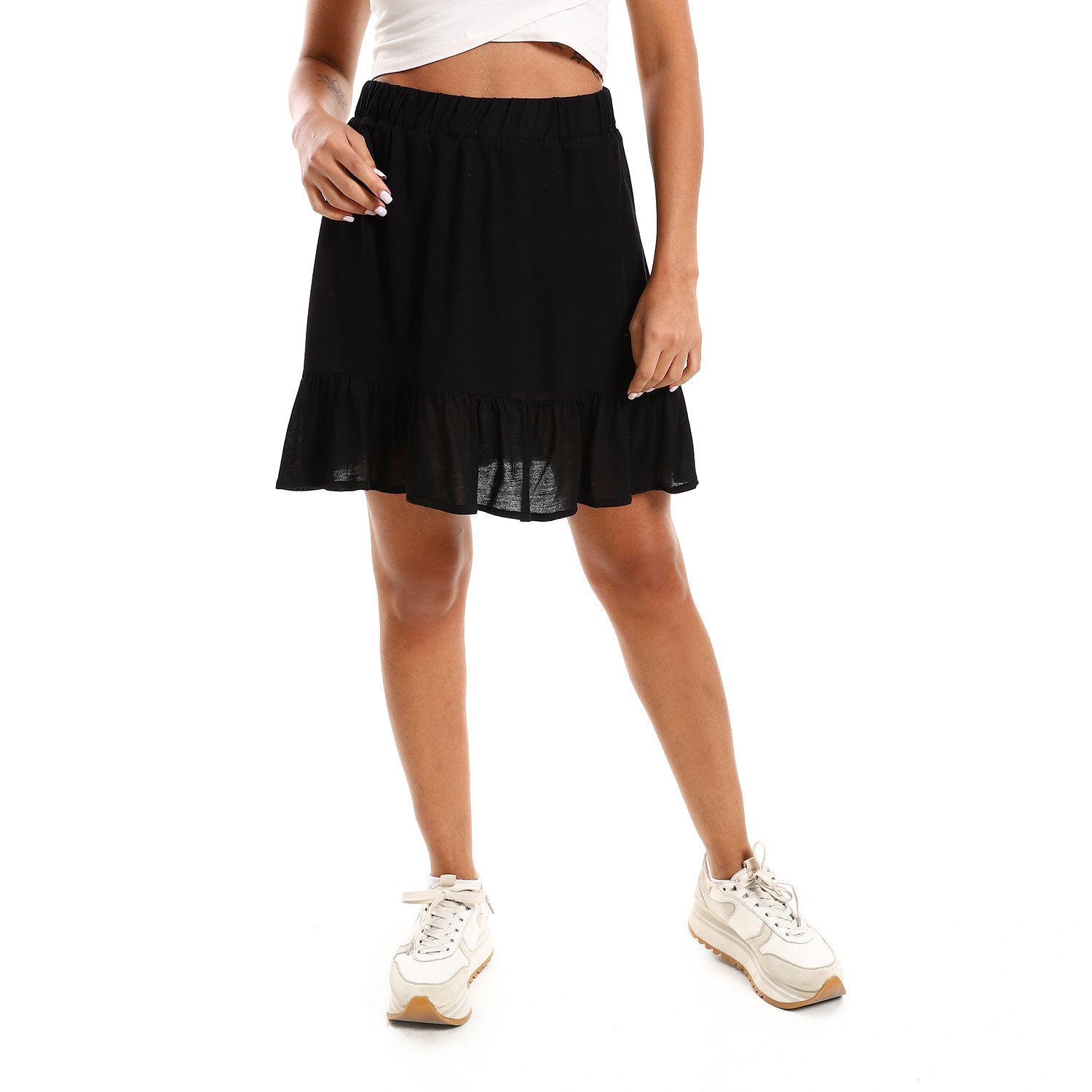 Black Ruffled mini skirt