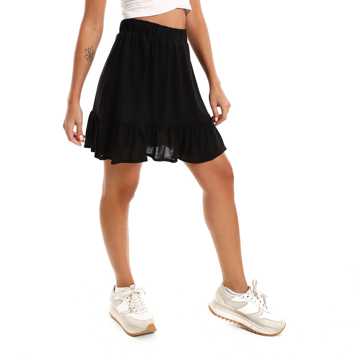 Black Ruffled mini skirt