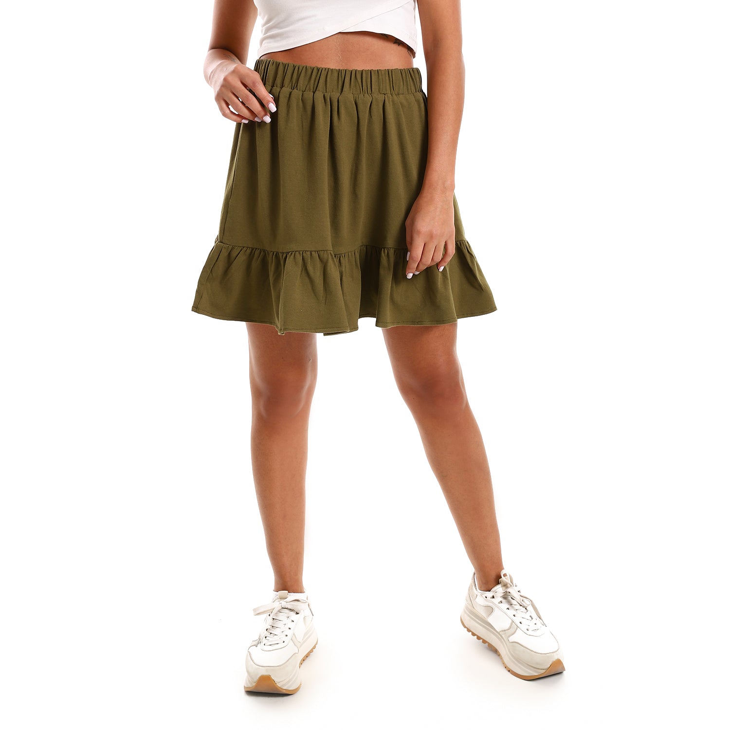 Apple Green Ruffled mini skirt