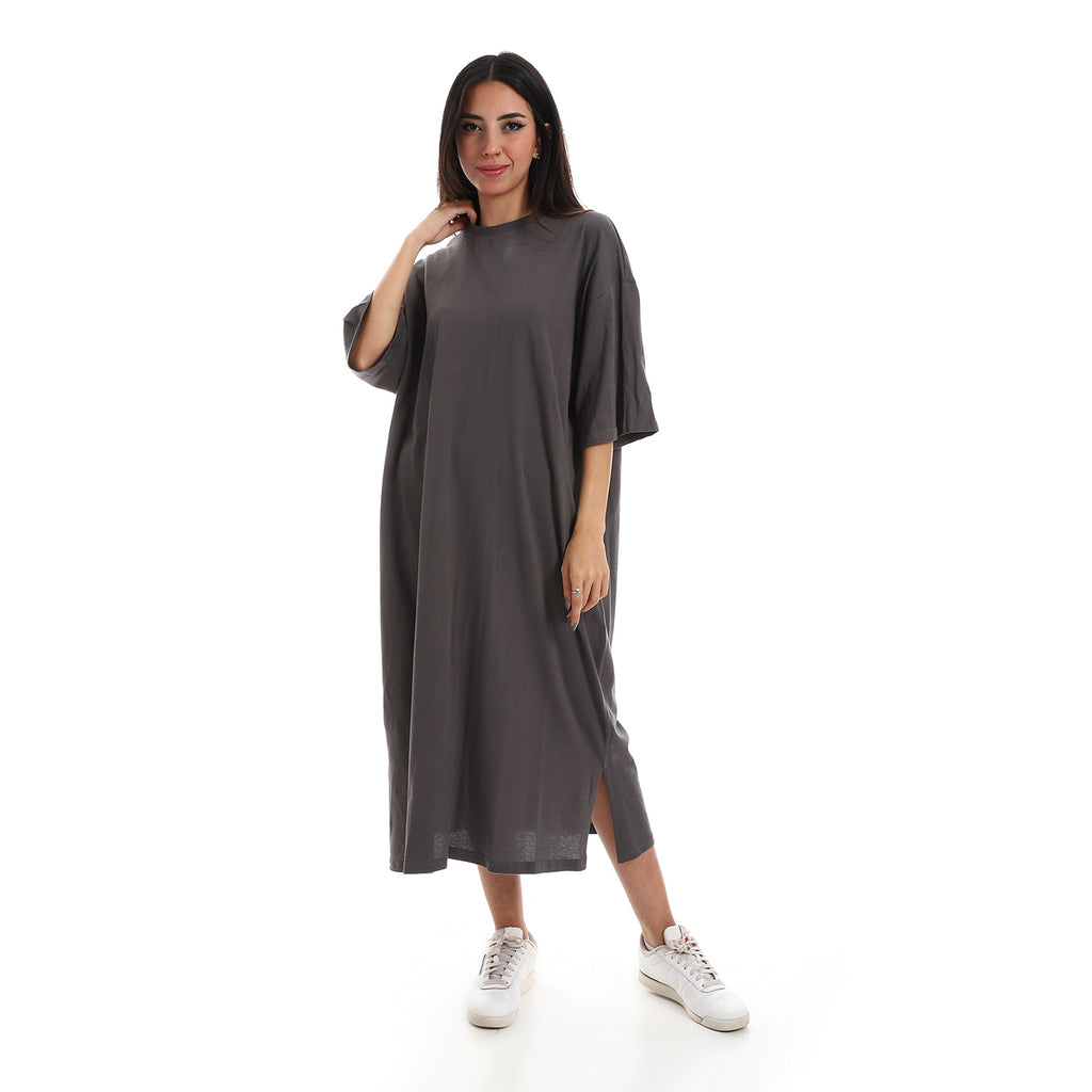 Oversized short sleeves shirt dress