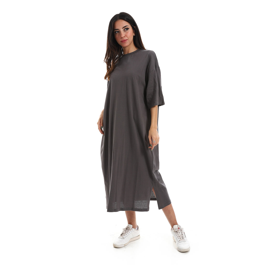 Oversized short sleeves shirt dress