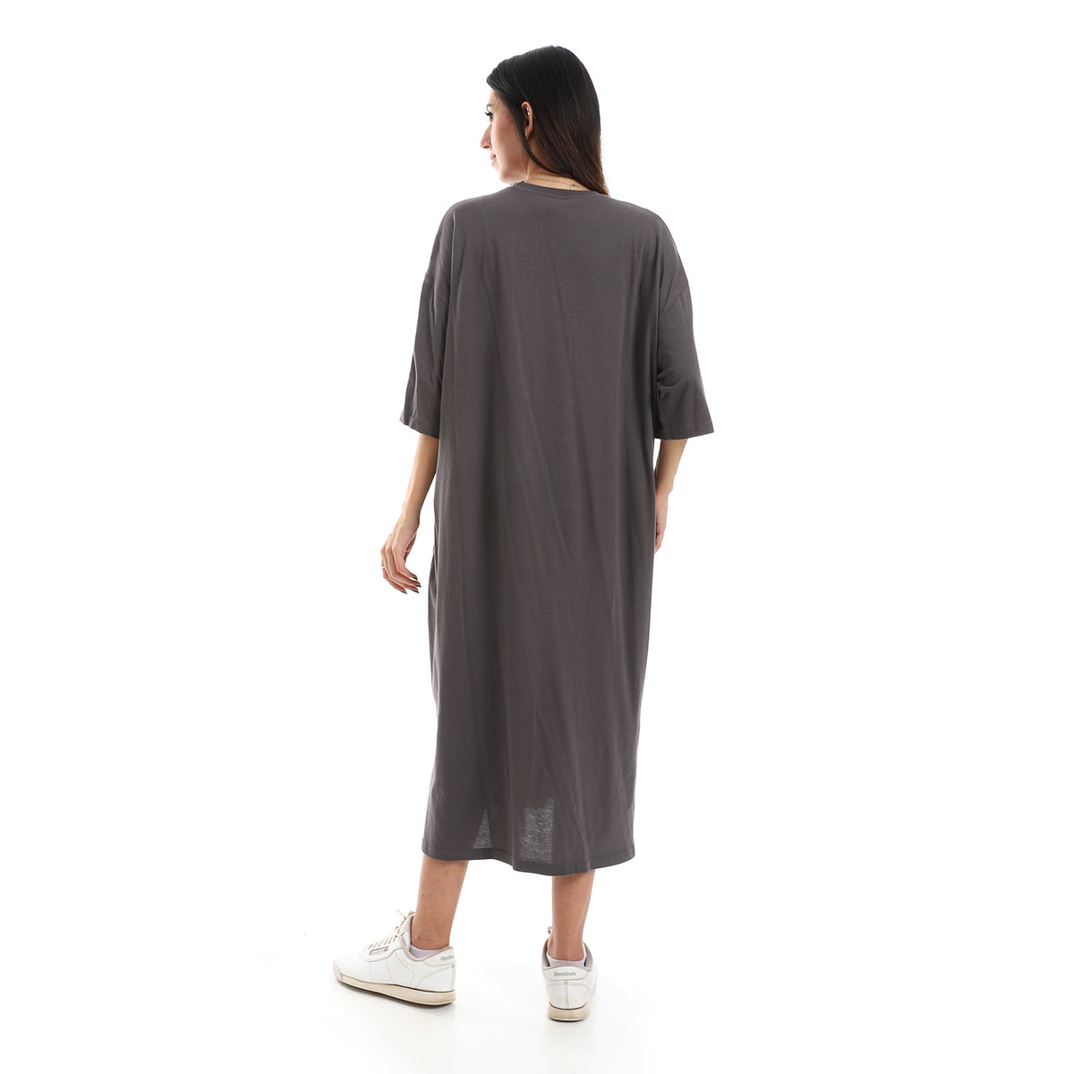 Oversized short sleeves shirt dress
