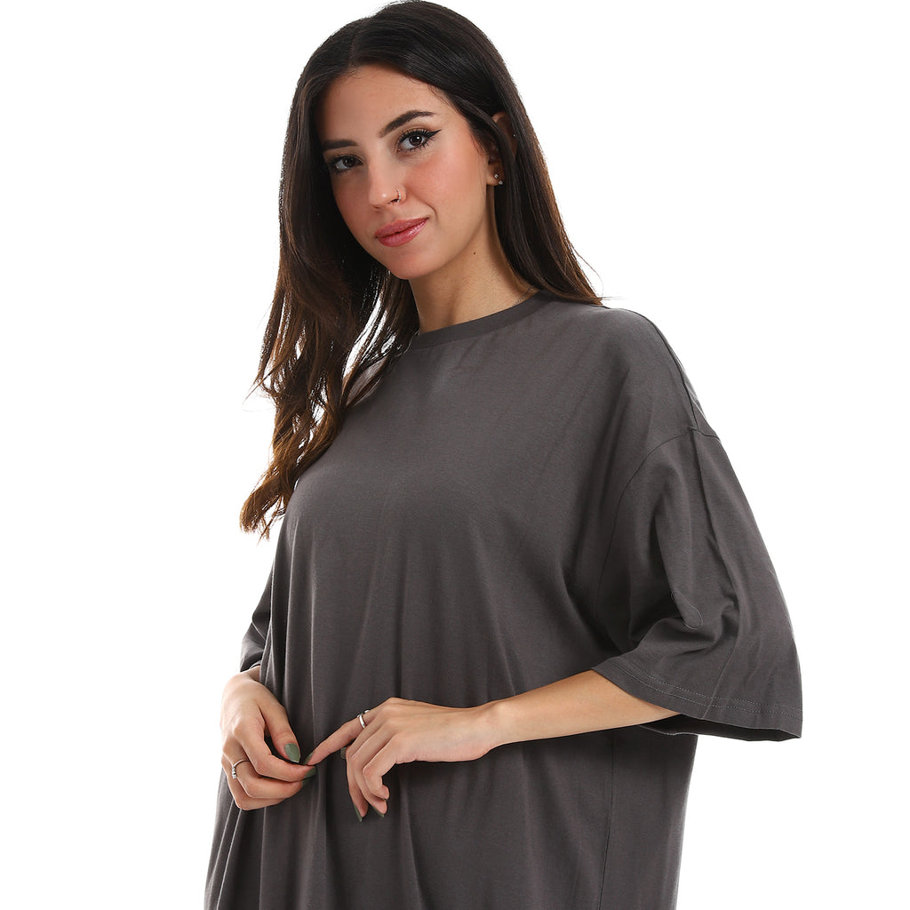 Oversized short sleeves shirt dress