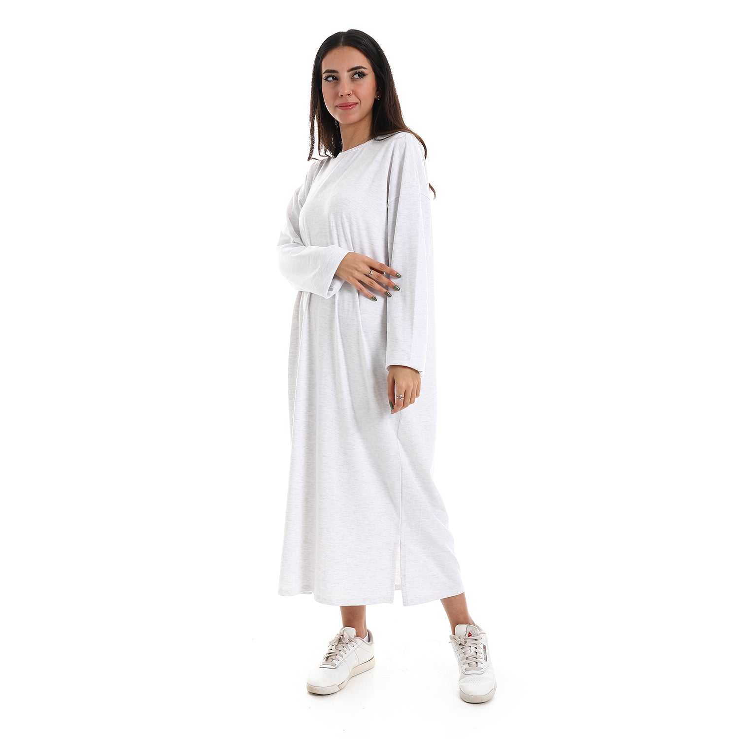 Khaki Oversized Long sleeve shirt dress