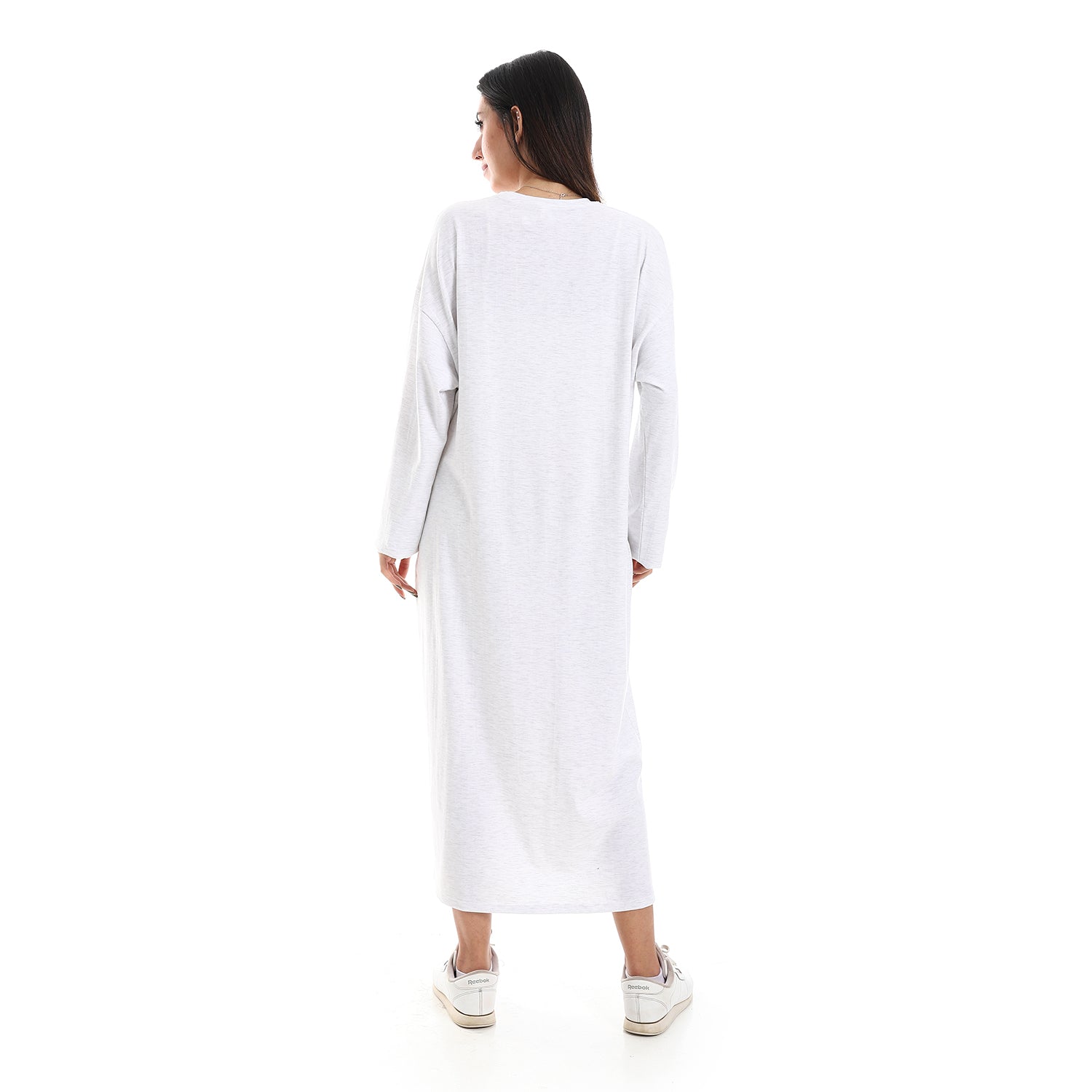 White Oversized Long sleeve shirt dress