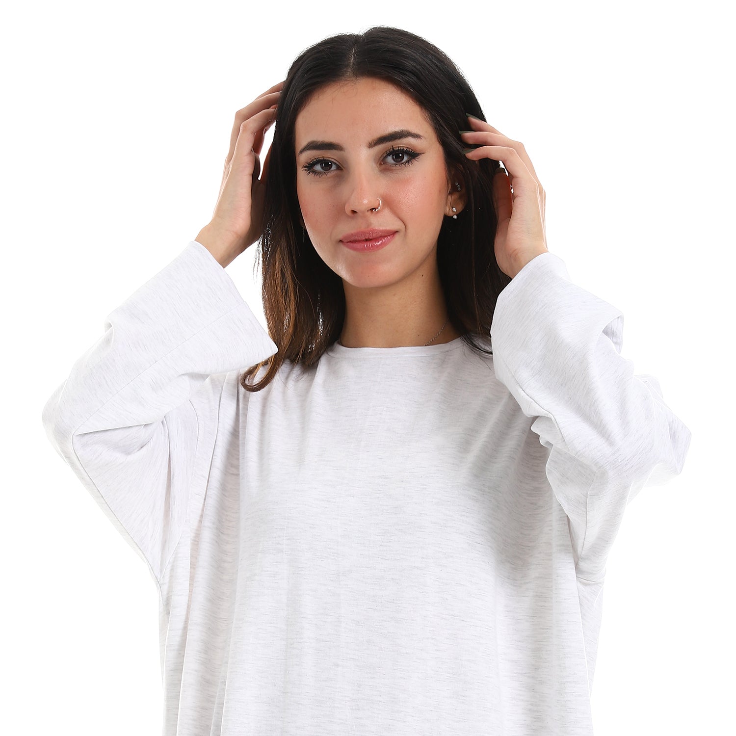 White Oversized Long sleeve shirt dress