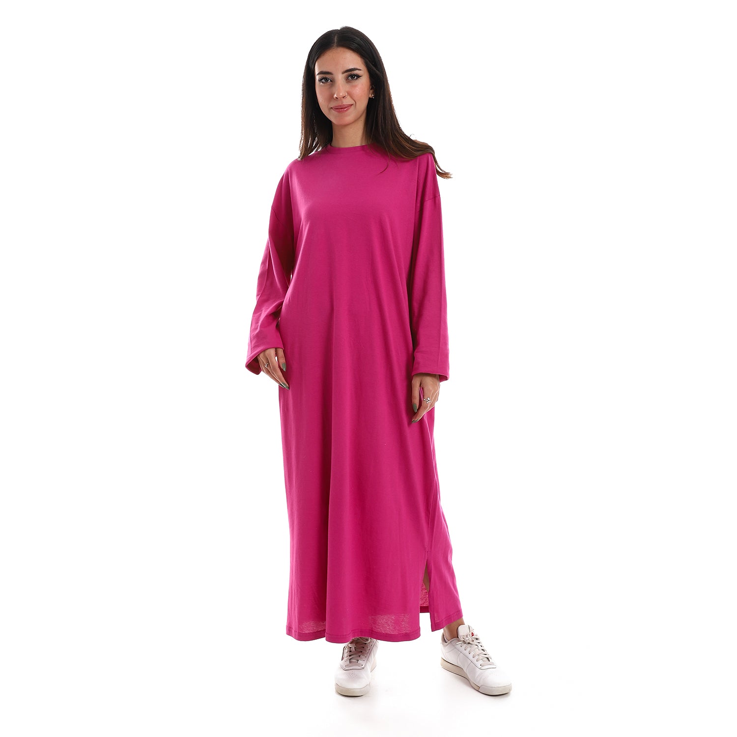 Fuschia Oversized Long sleeve shirt dress