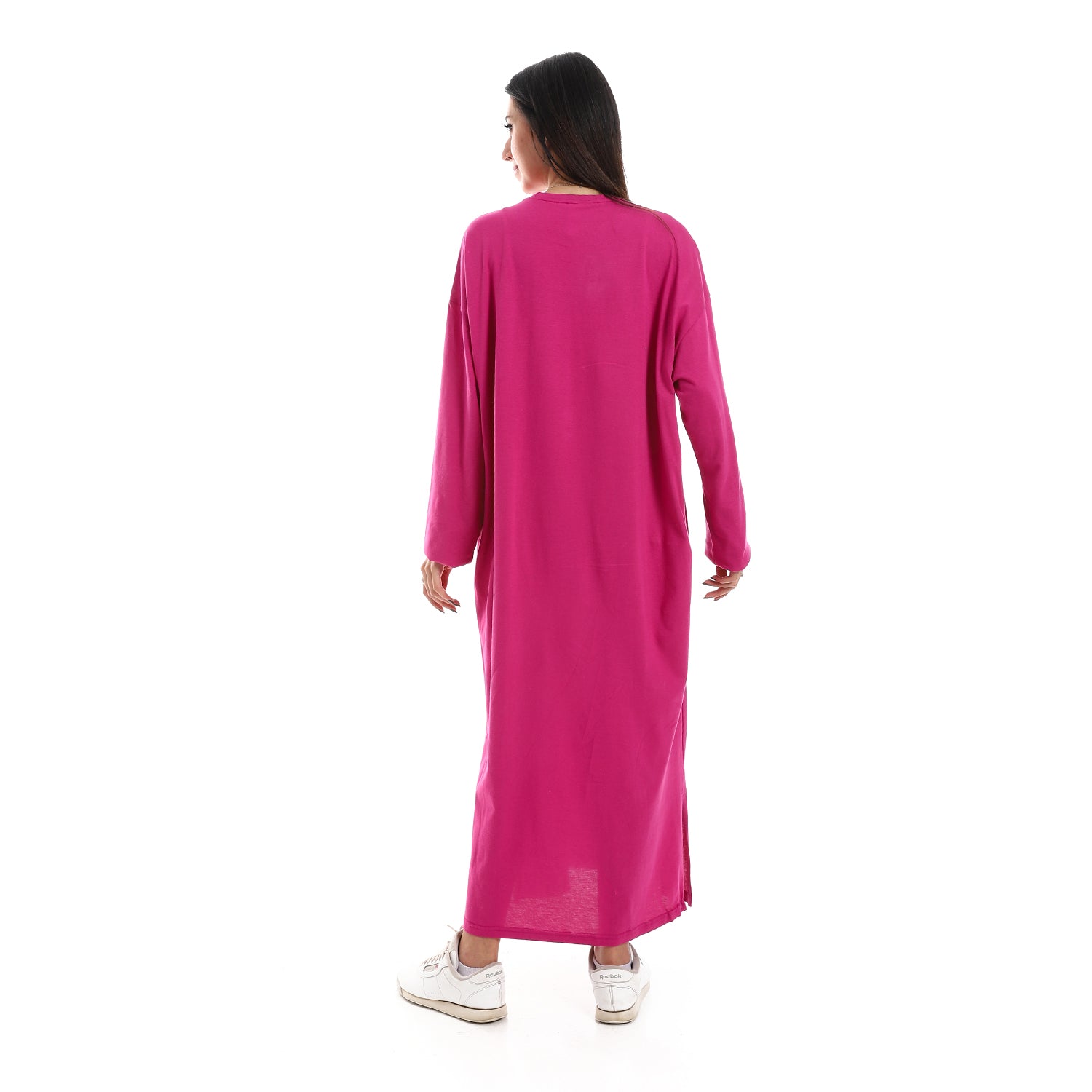 Fuschia Oversized Long sleeve shirt dress
