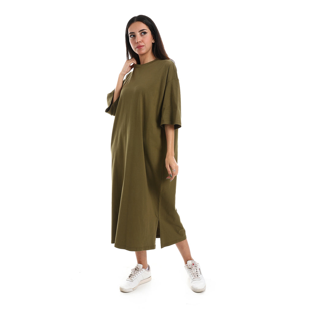 Grey melange Oversized short sleeves shirt dress