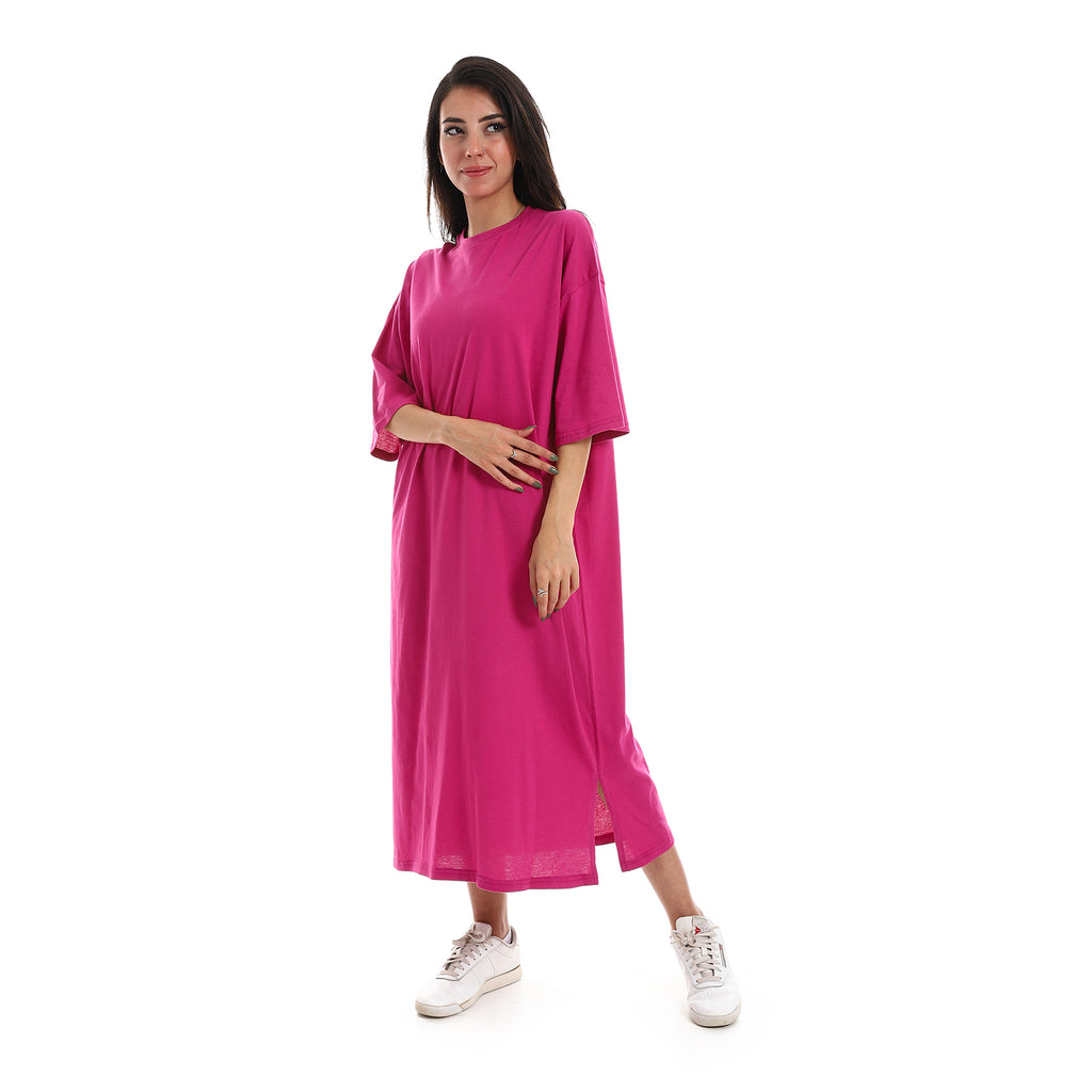 Grey melange Oversized short sleeves shirt dress