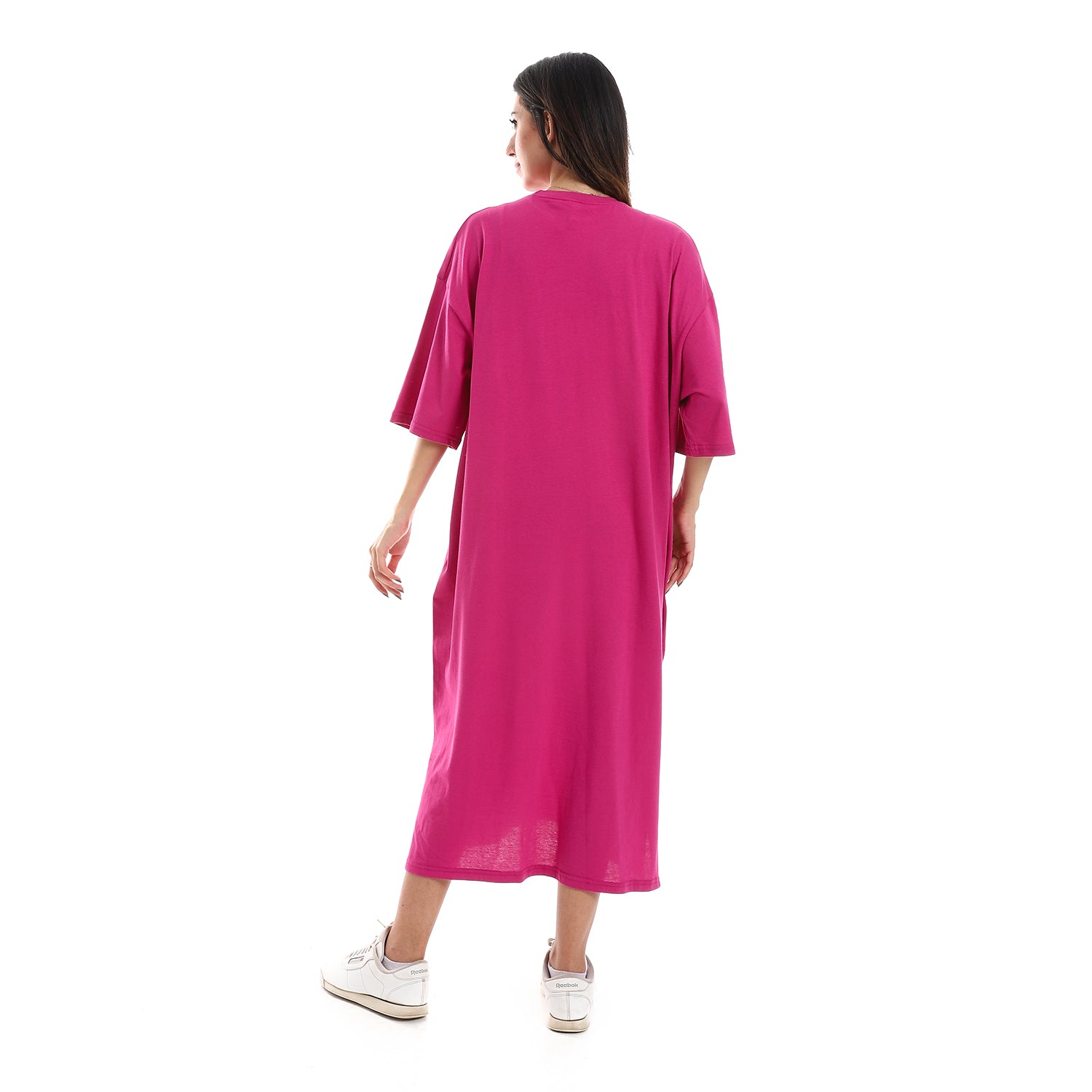 Orange Oversized short sleeves shirt dress