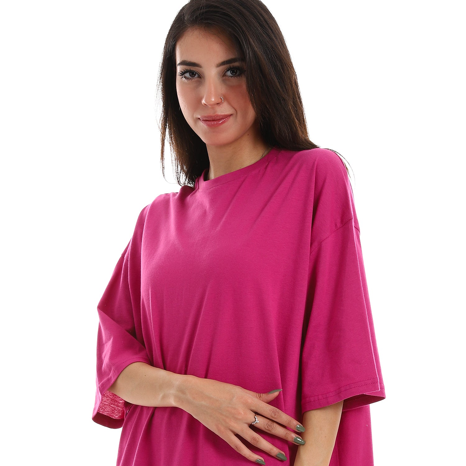 Orange Oversized short sleeves shirt dress