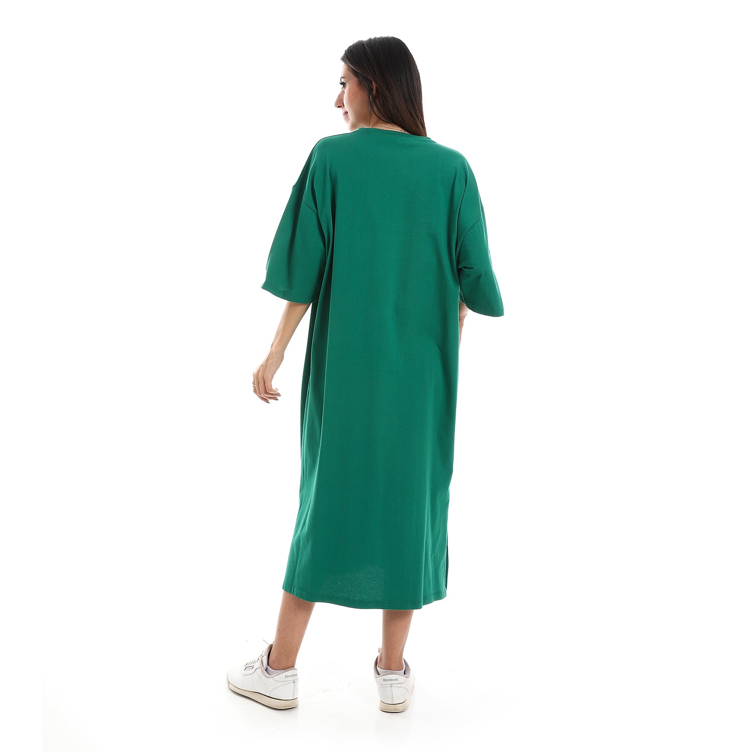 Green Oversized short sleeves shirt dress
