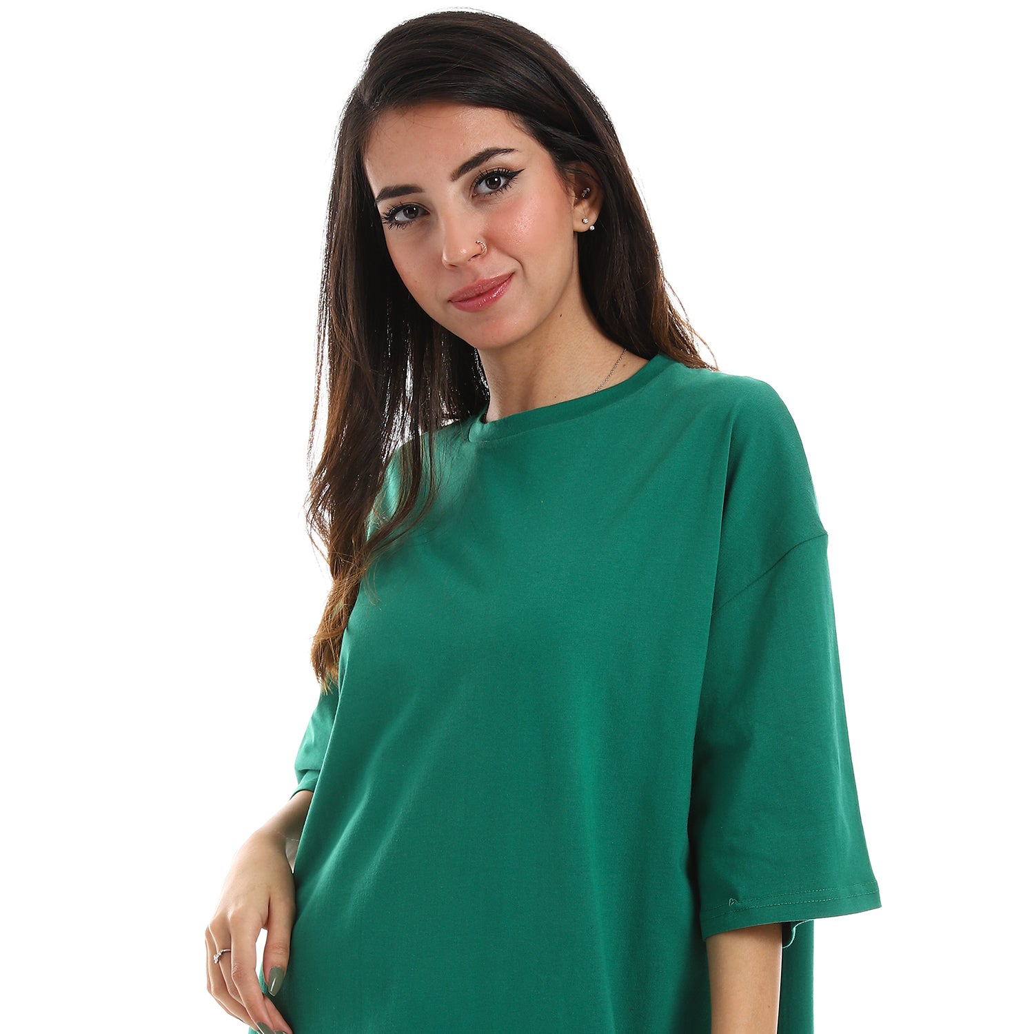 Green Oversized short sleeves shirt dress