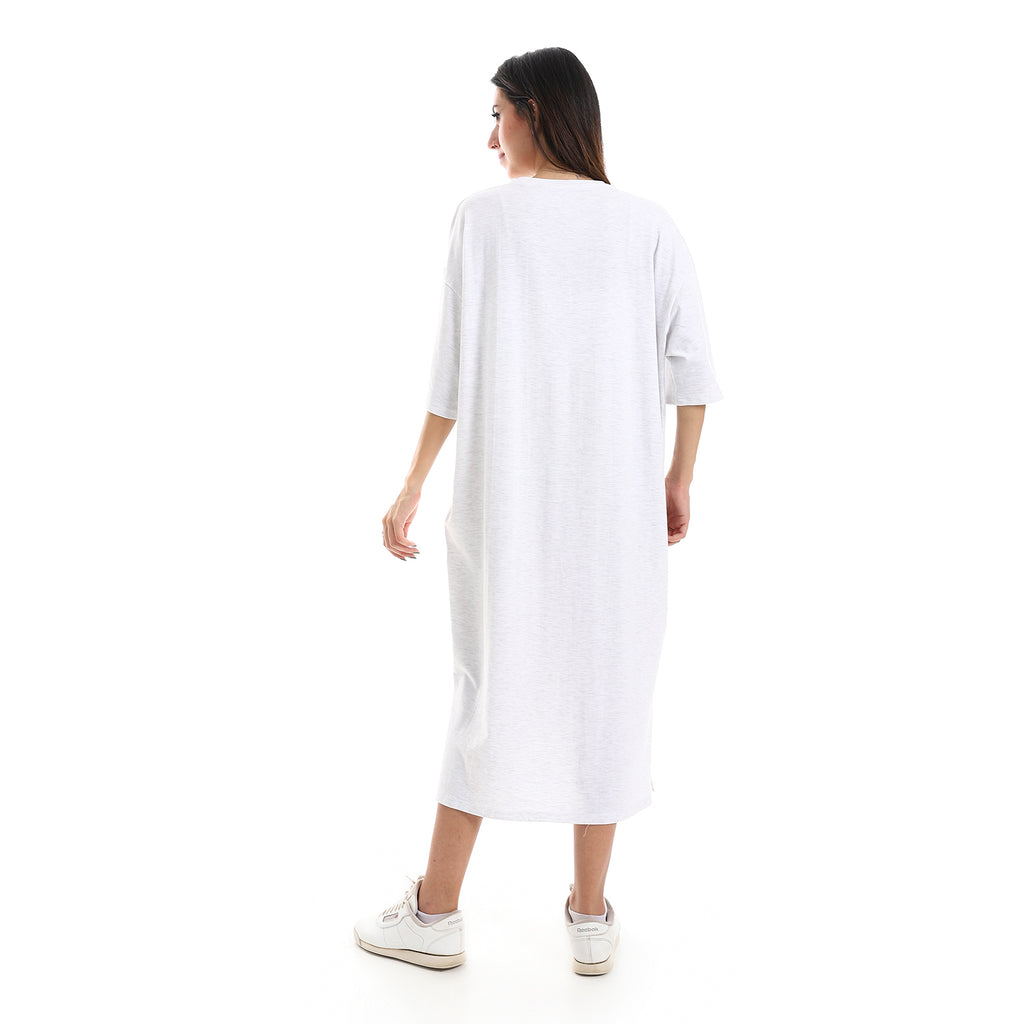 White Oversized short sleeves shirt dress
