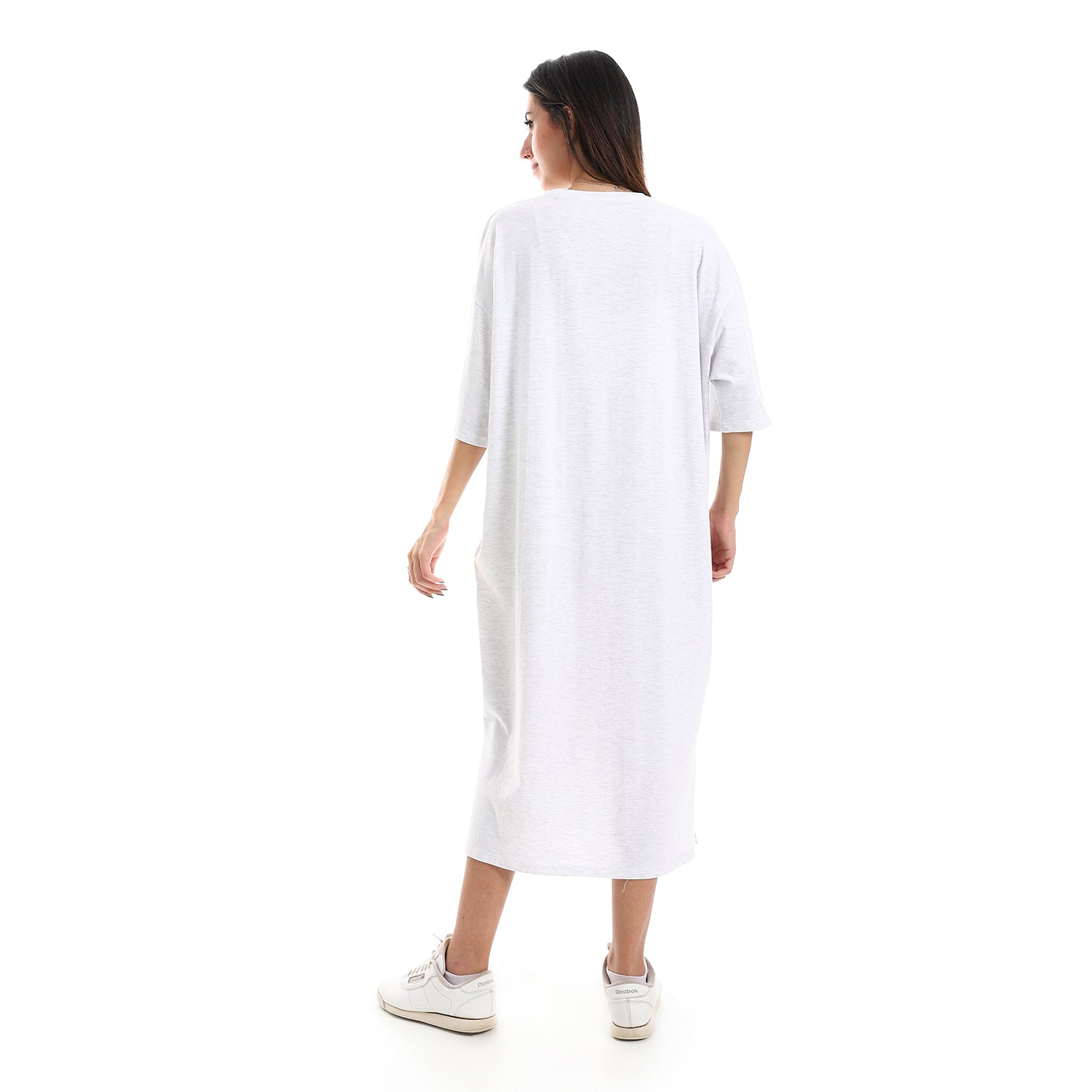 White Oversized short sleeves shirt dress