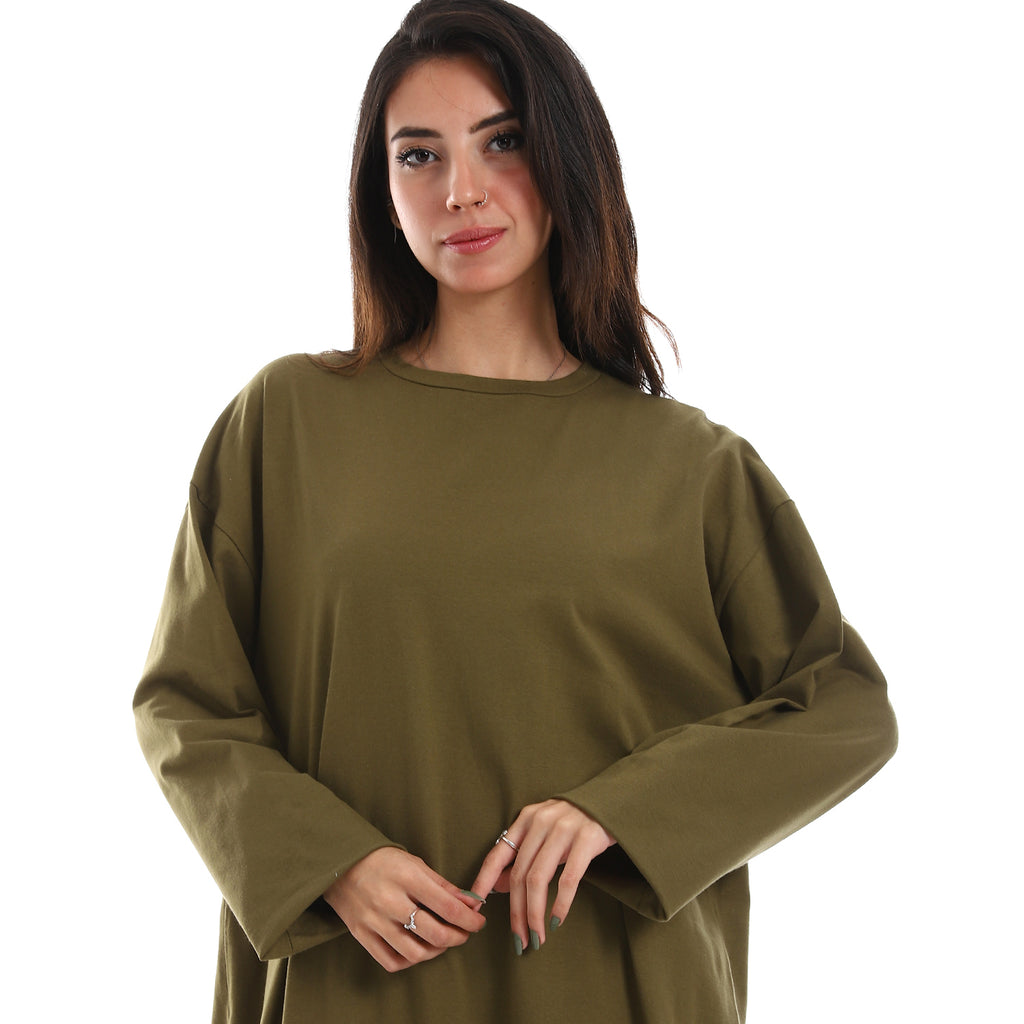 Orange Oversized Long sleeve shirt dress