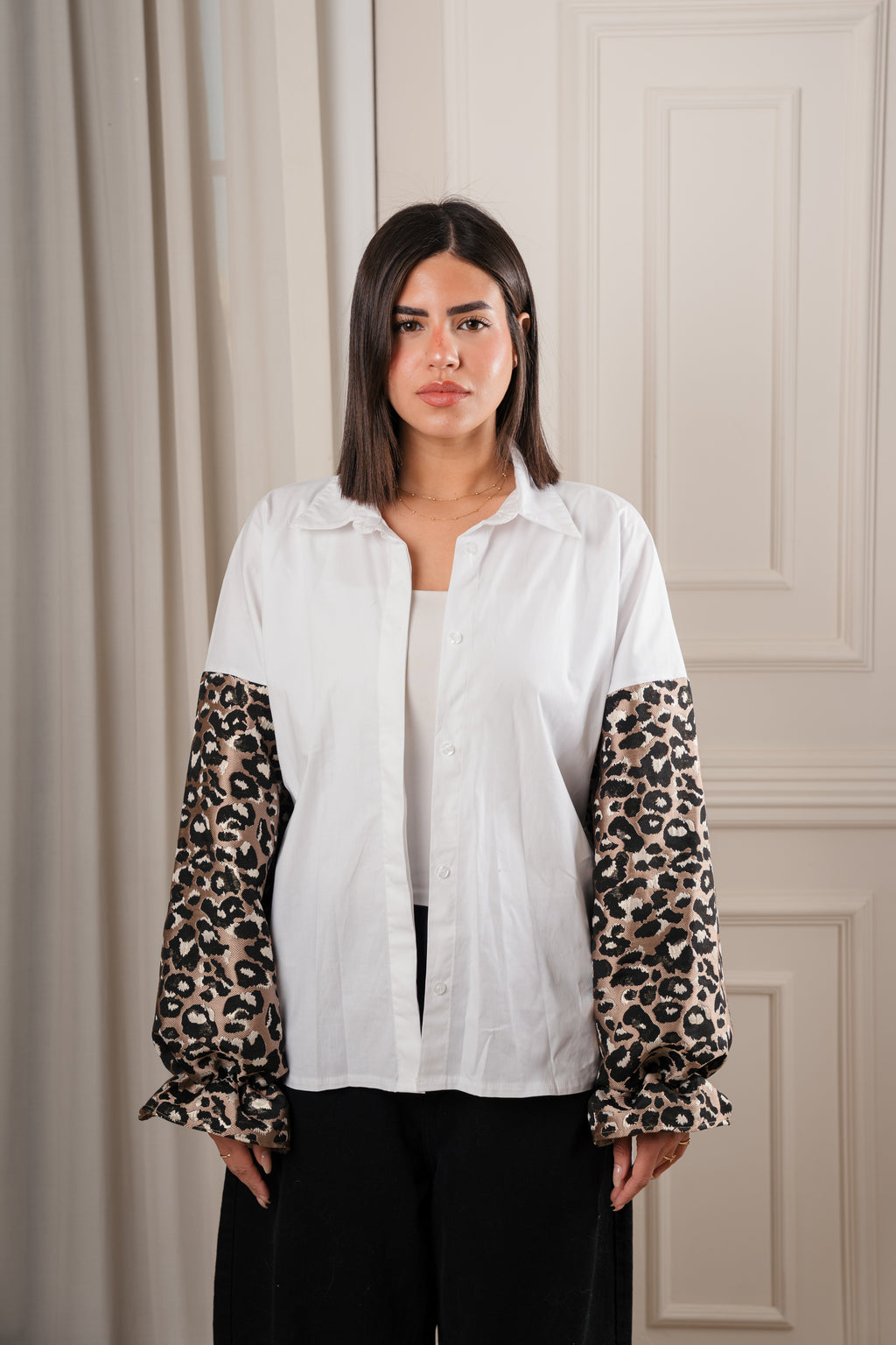 Leopard sleeves shirt