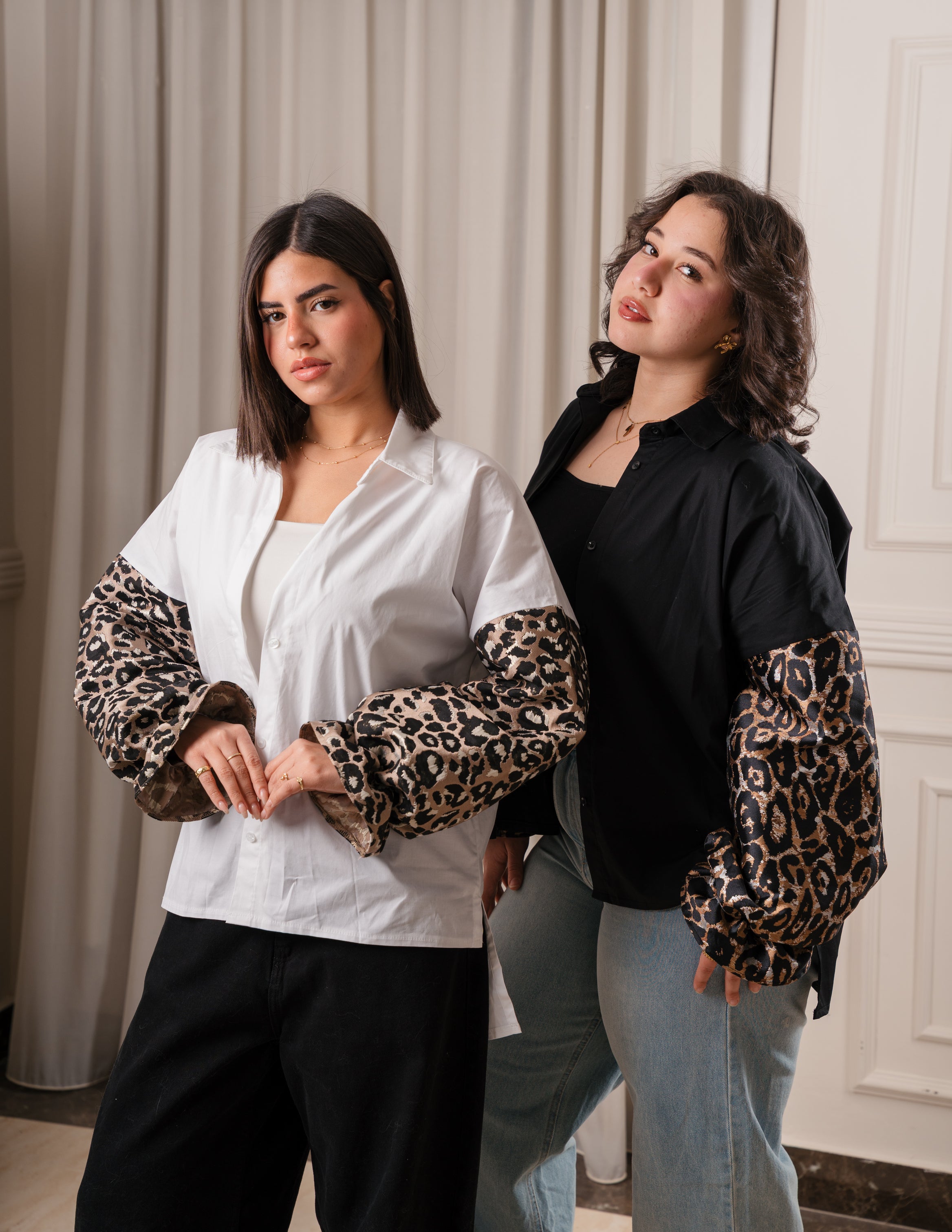 Leopard sleeves shirt