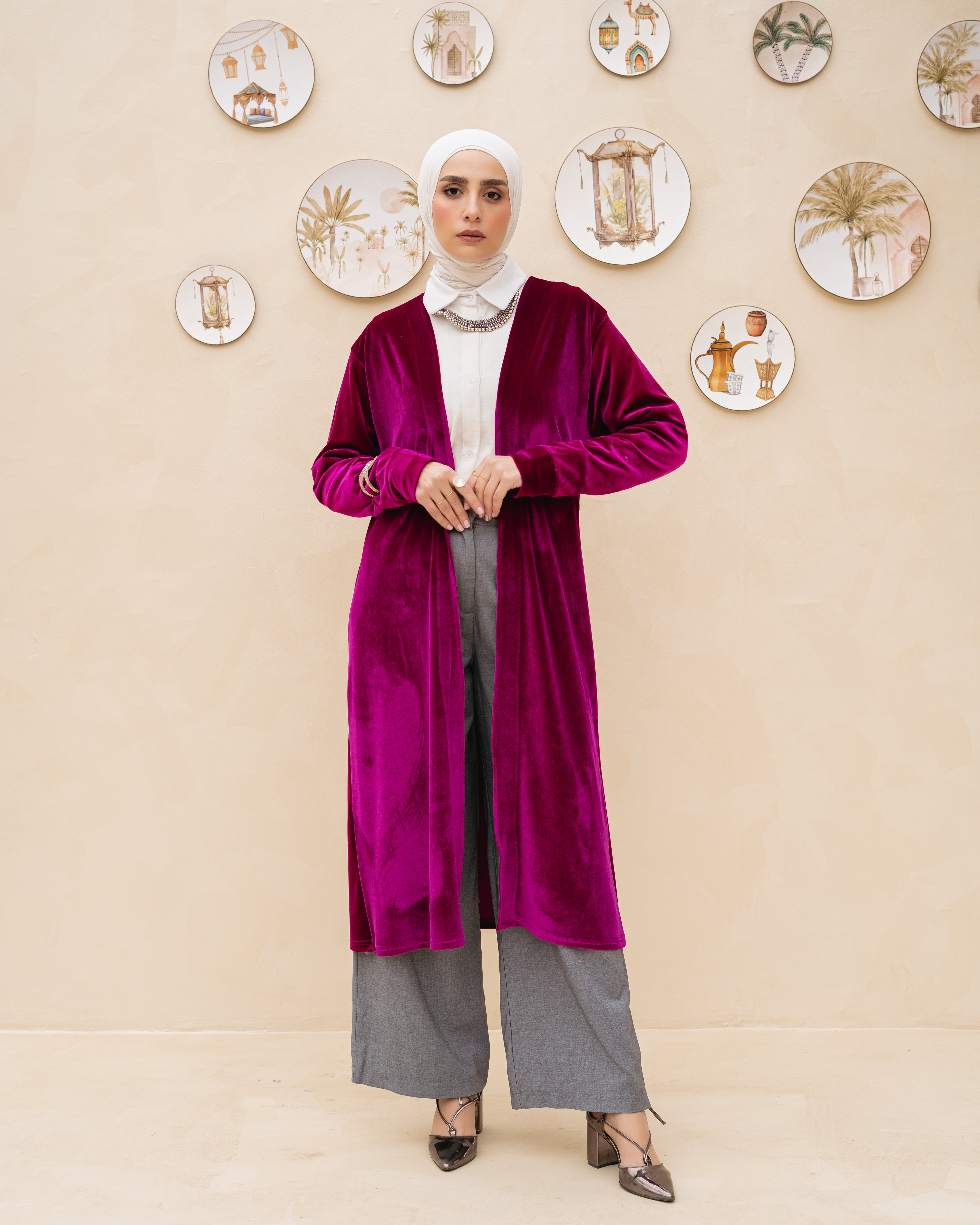 Magenta Velvet Cardigan