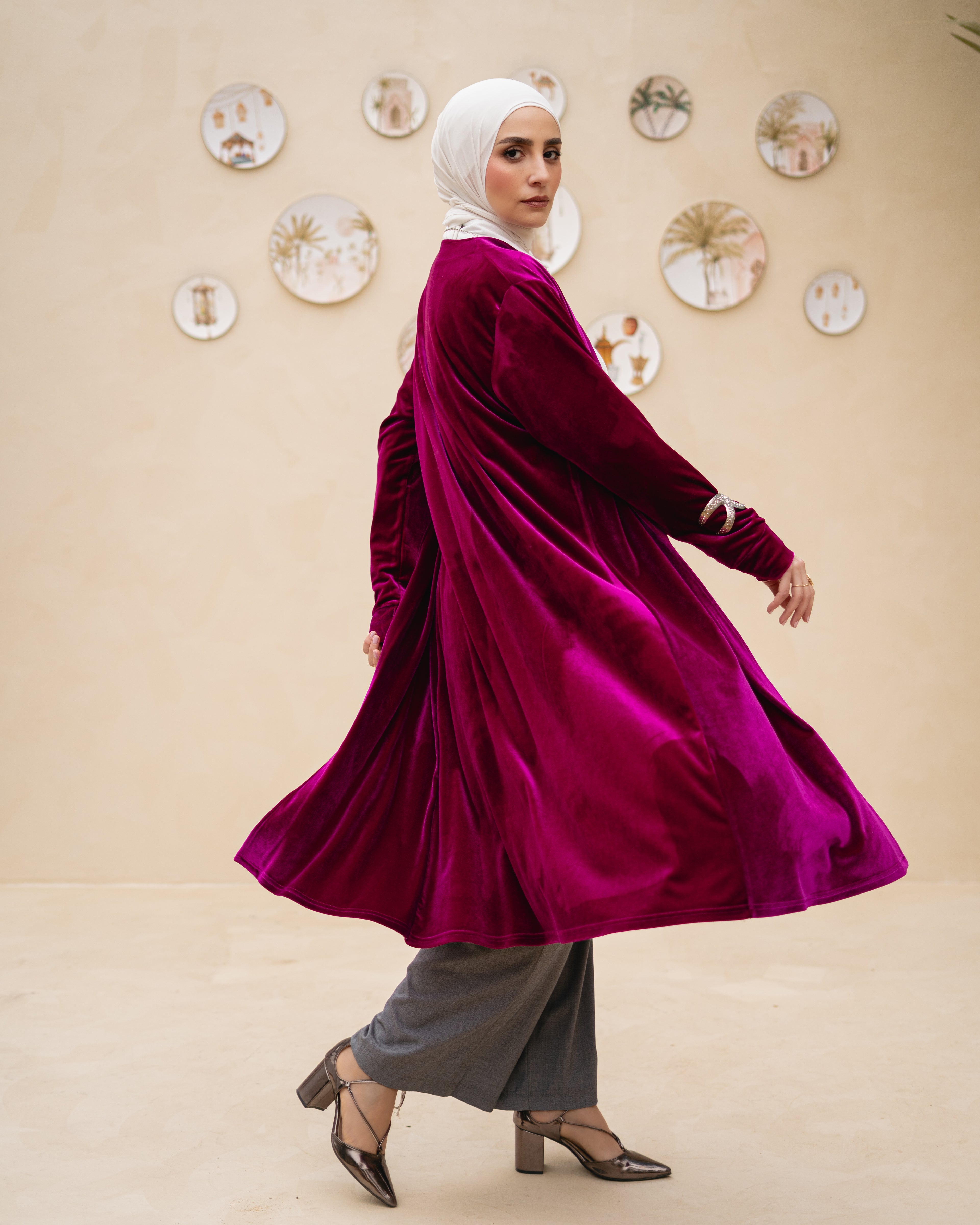 Magenta Velvet Cardigan