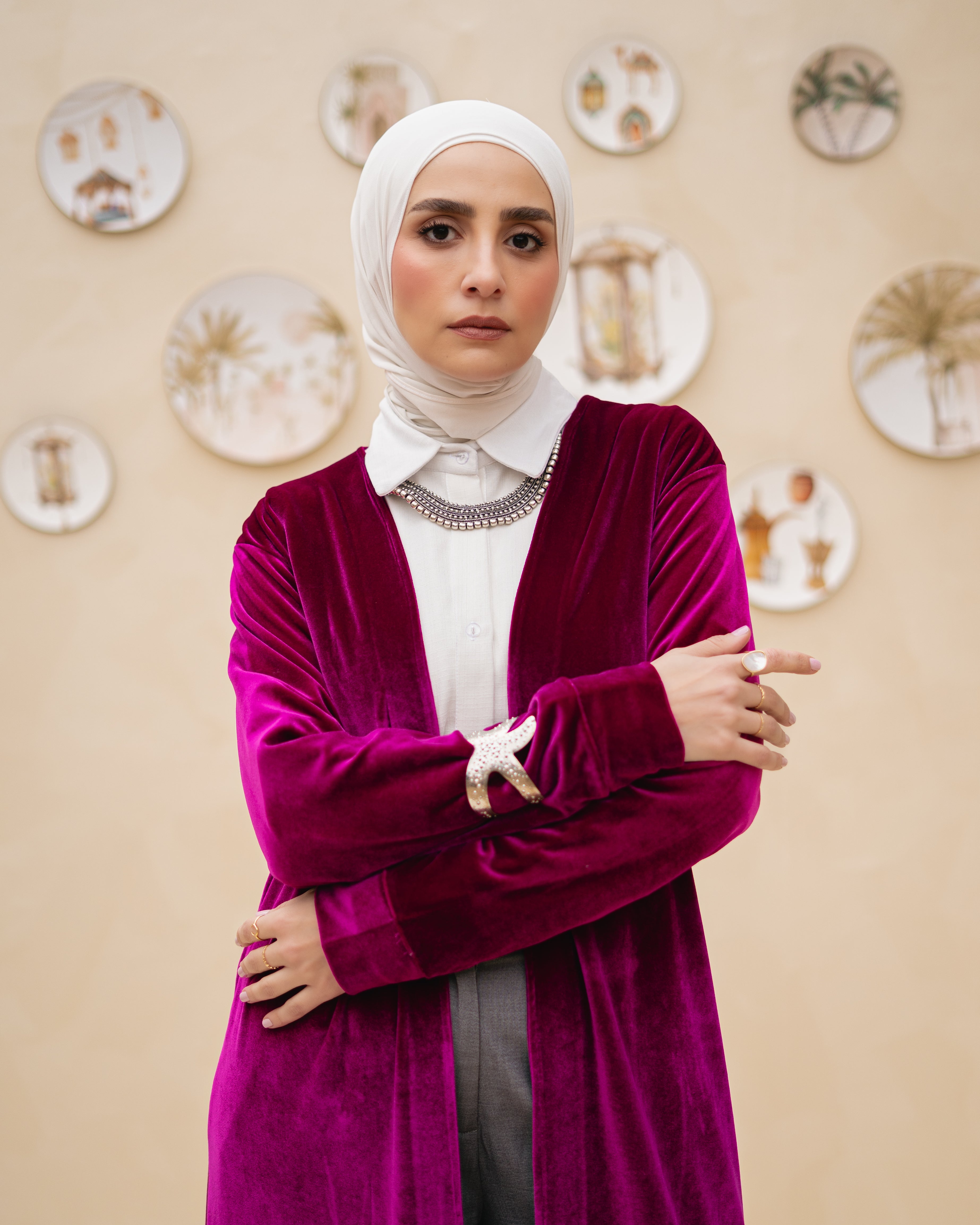 Magenta Velvet Cardigan