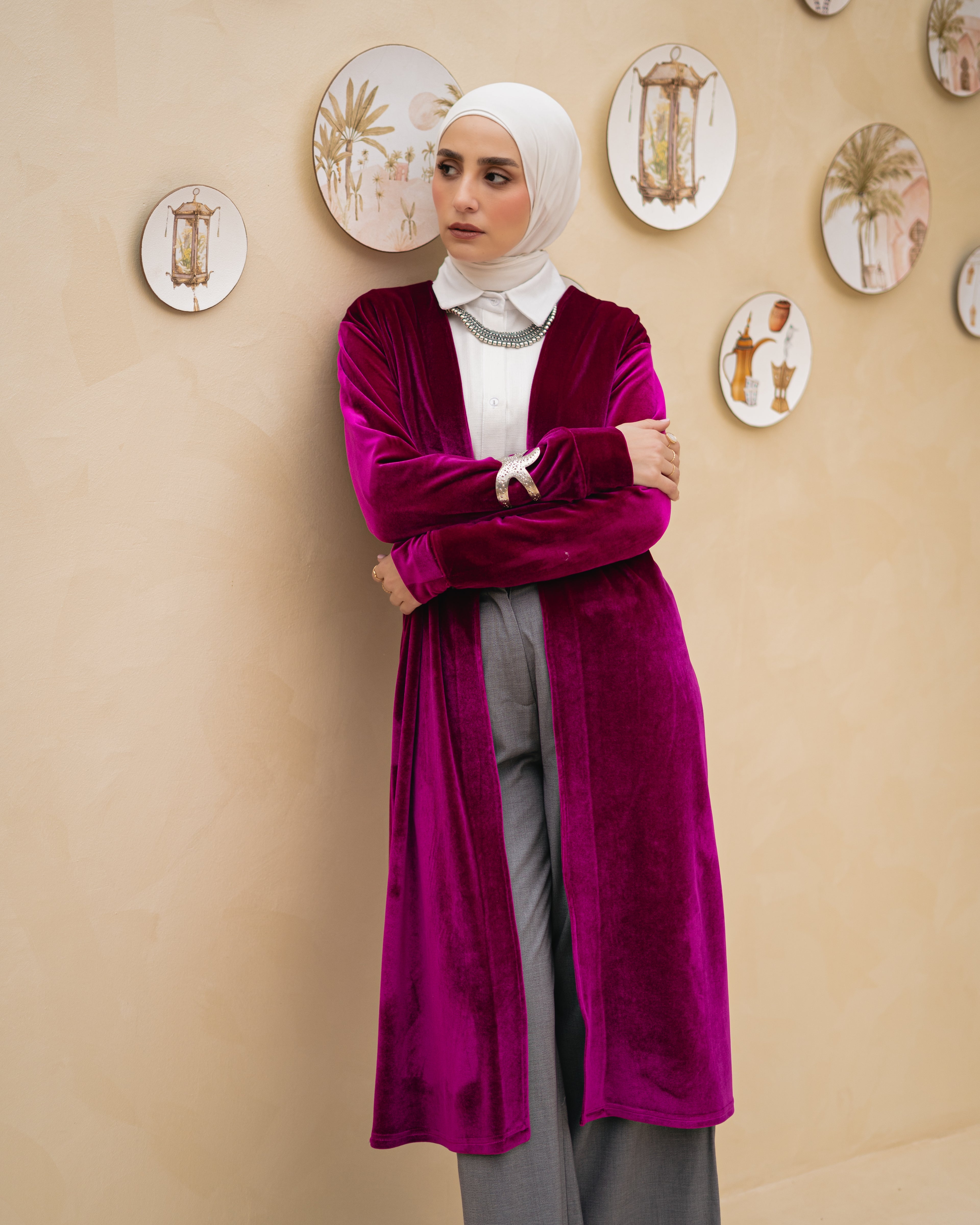 Magenta Velvet Cardigan