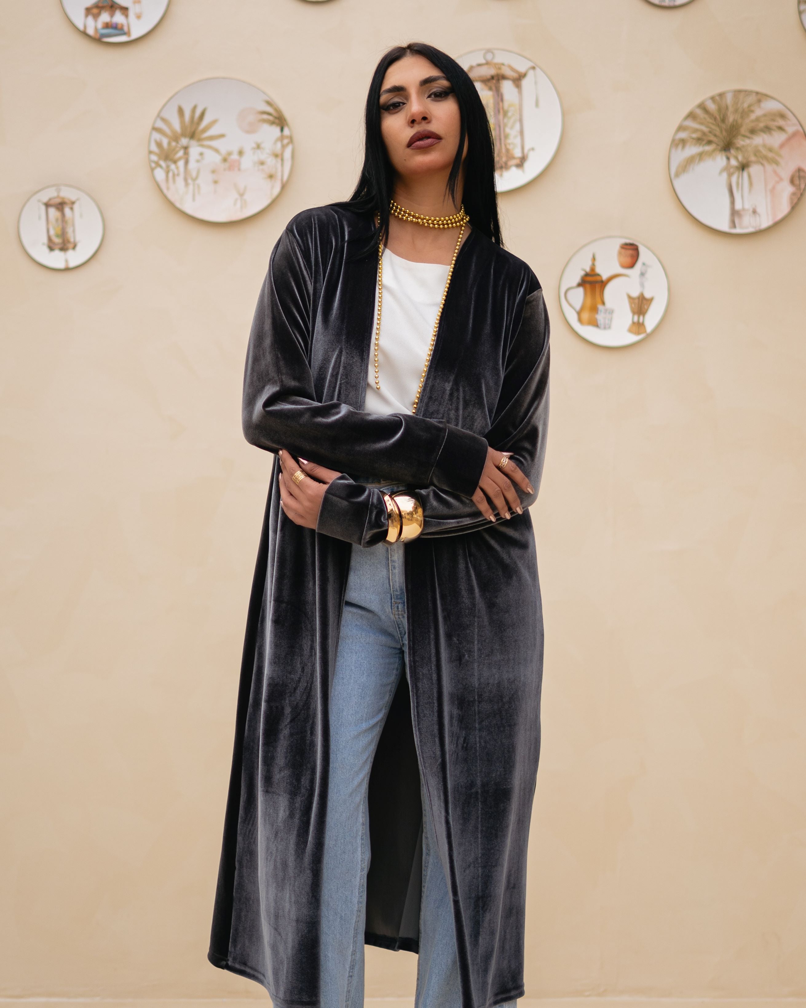 Iron Grey Velvet Cardigan