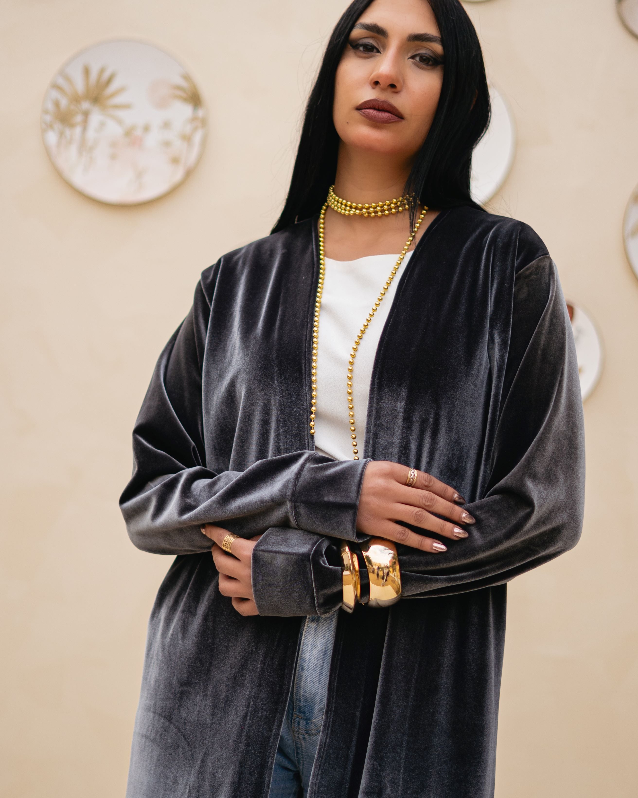 Iron Grey Velvet Cardigan