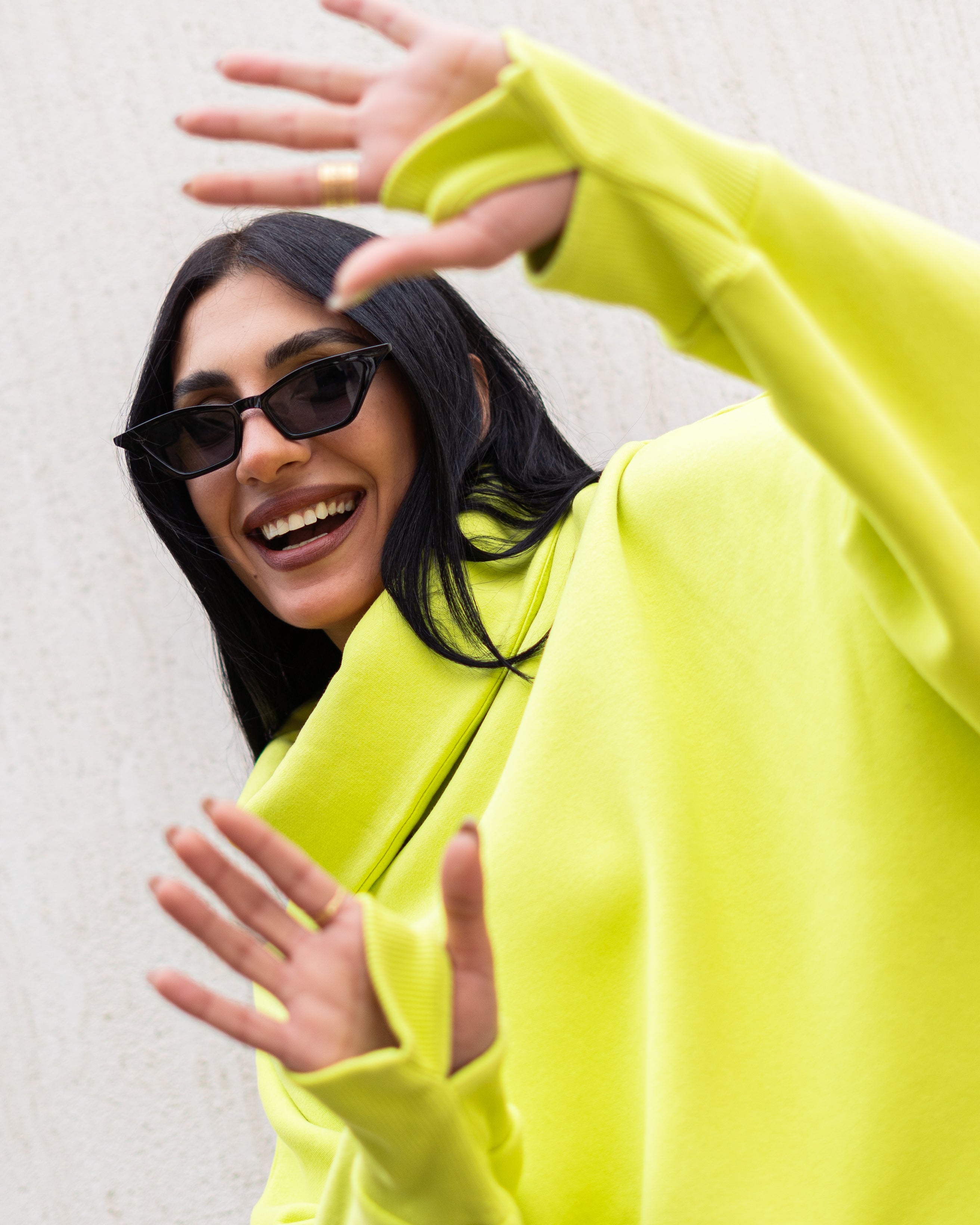 Neon Yellow High Collar sweatshirt