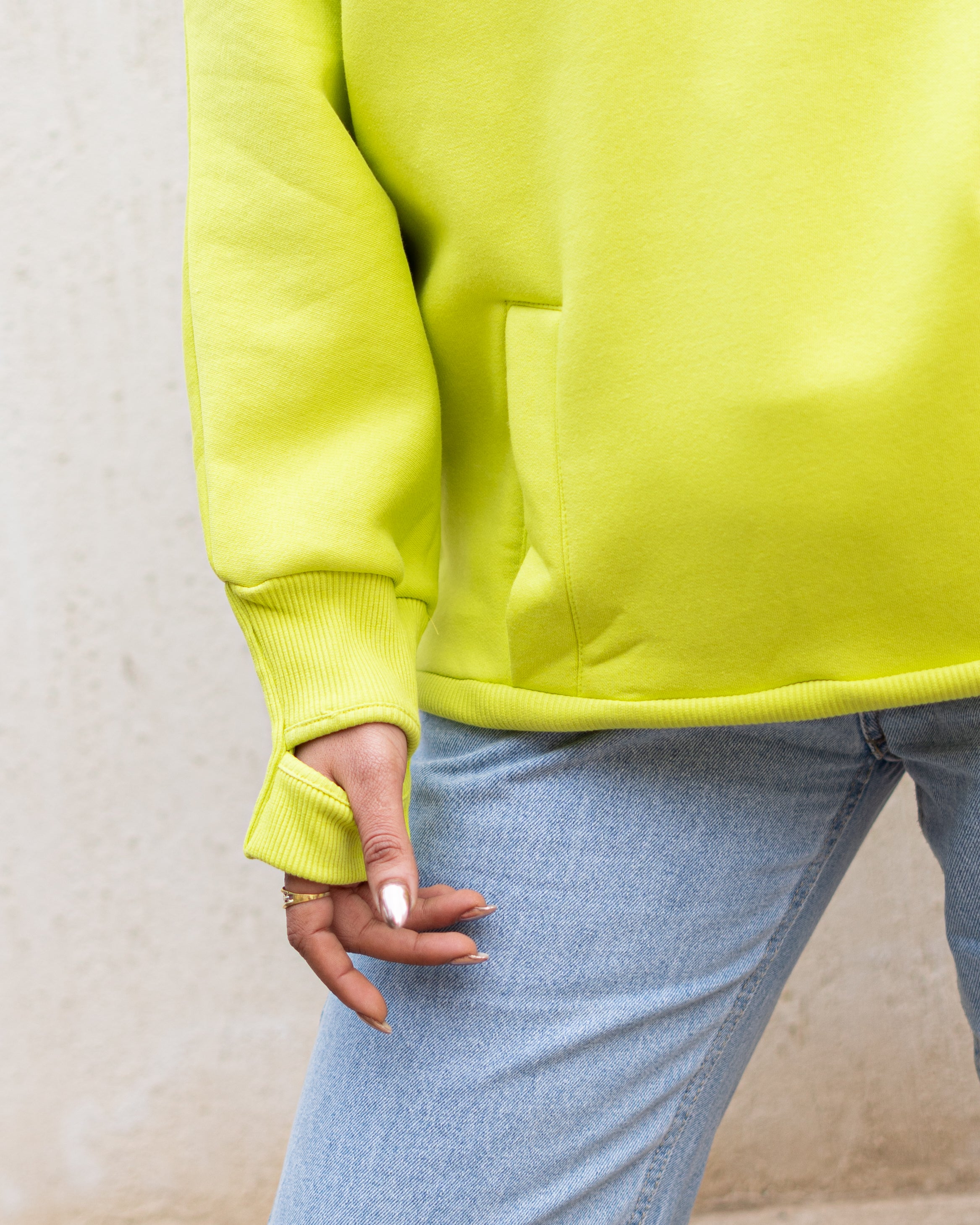 Neon Yellow High Collar sweatshirt