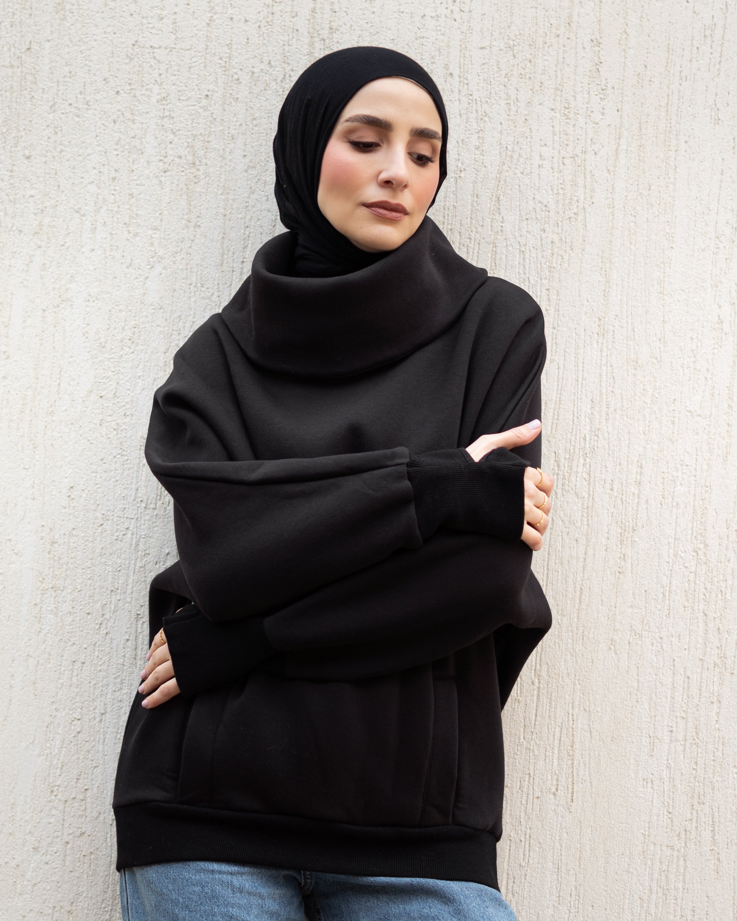 Black High Collar sweatshirt