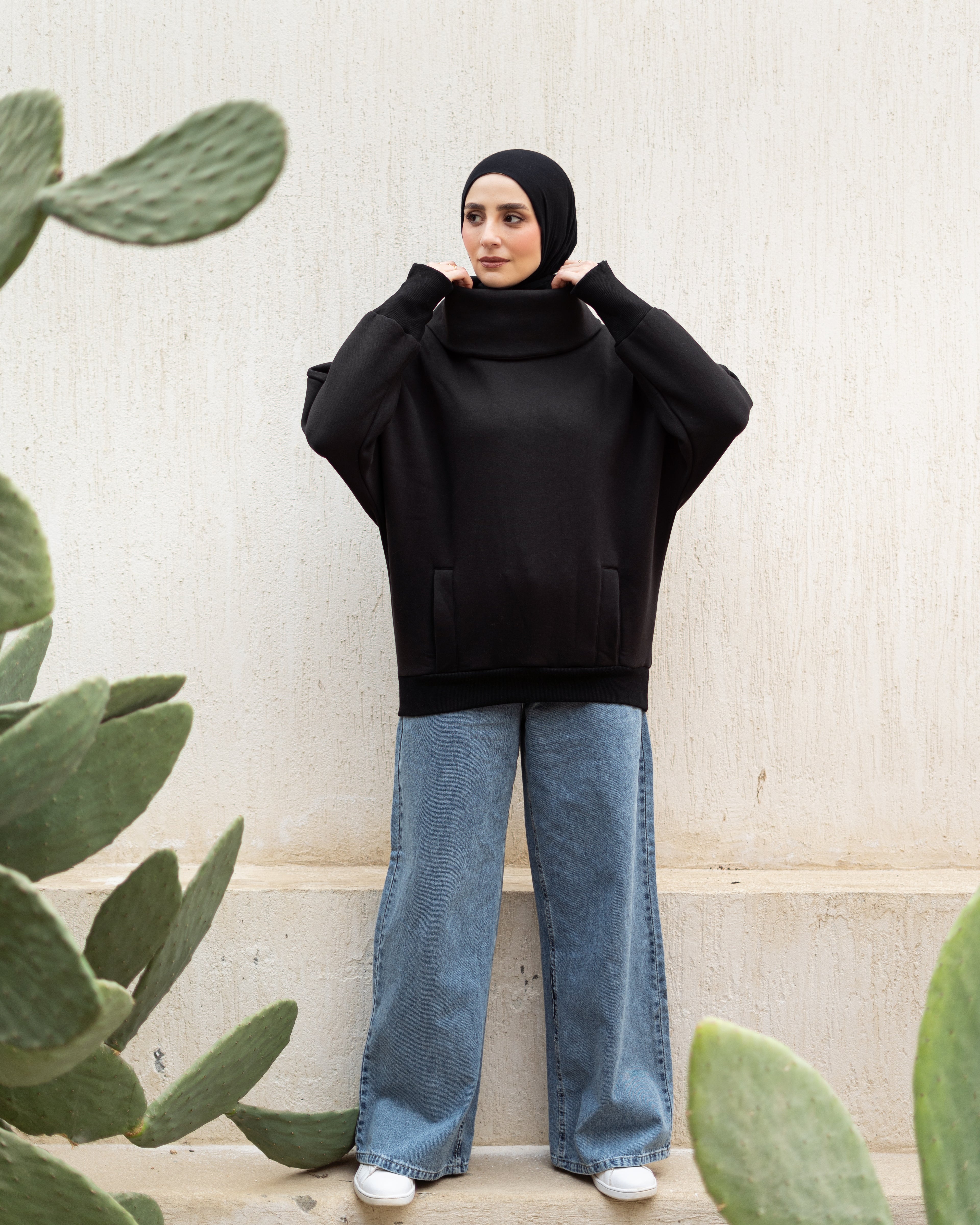 Black High Collar sweatshirt