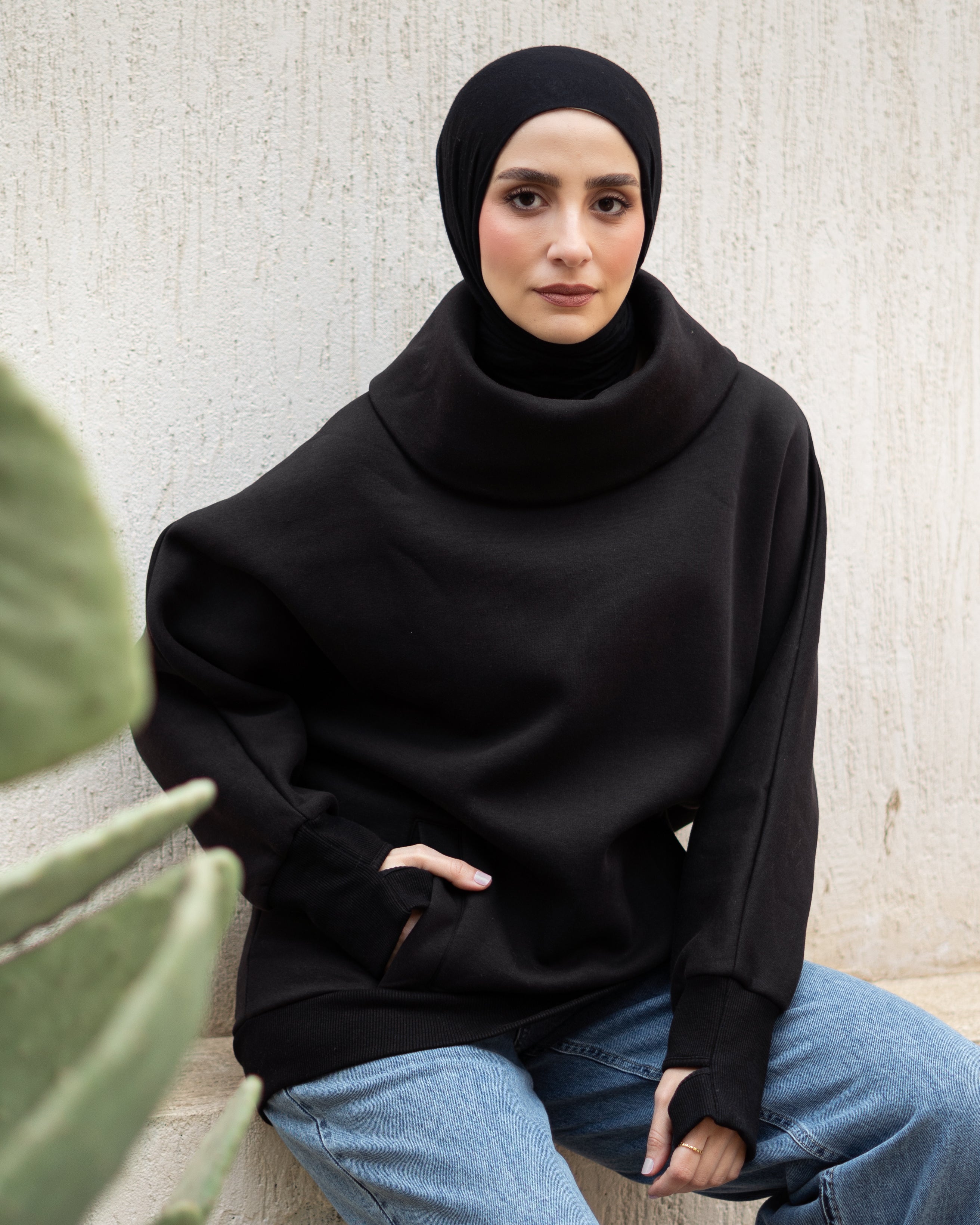 Black High Collar sweatshirt