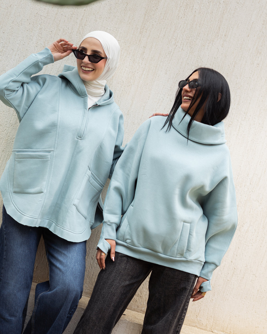 Mint Rib sleeved hoodie