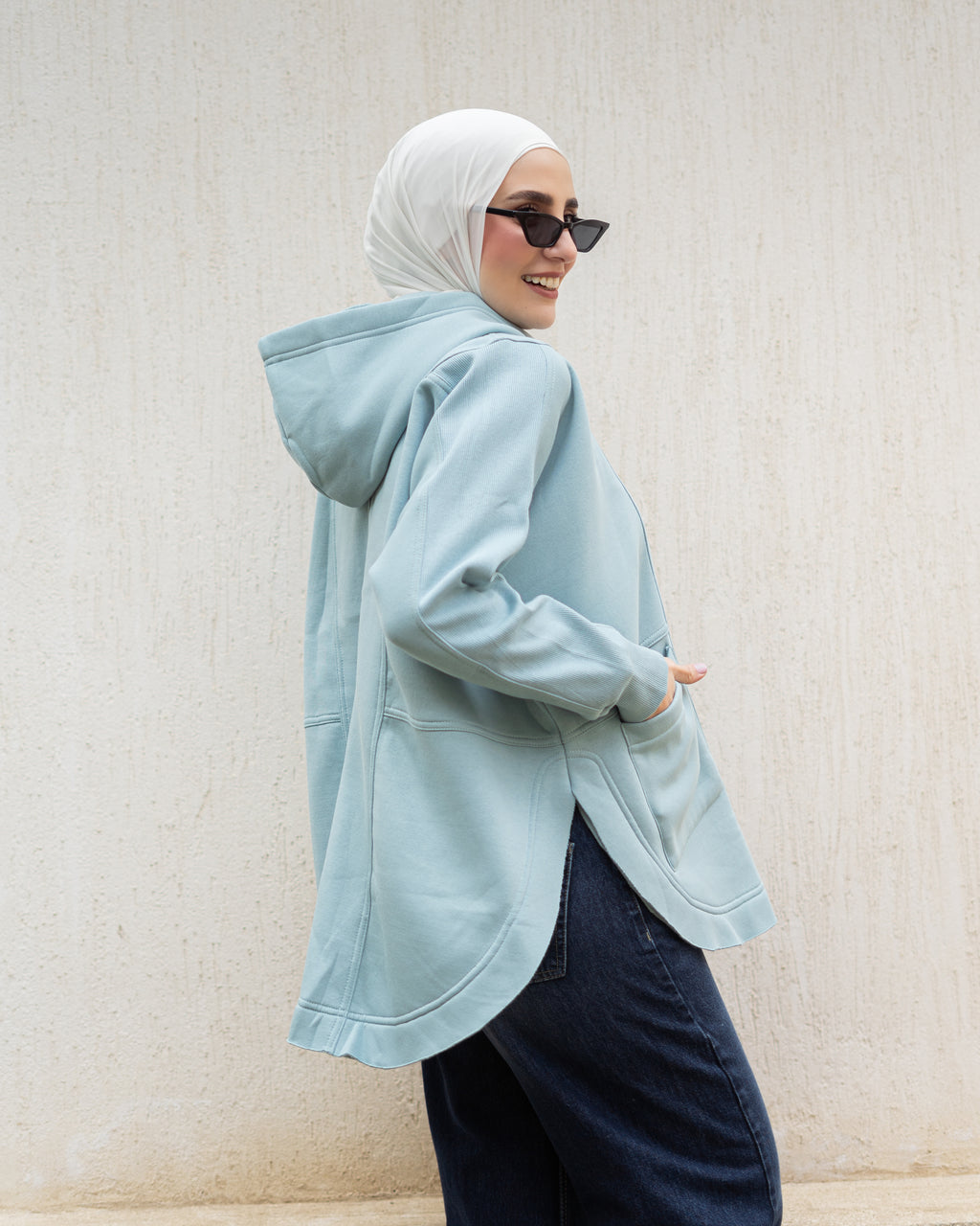 Mint Rib sleeved hoodie